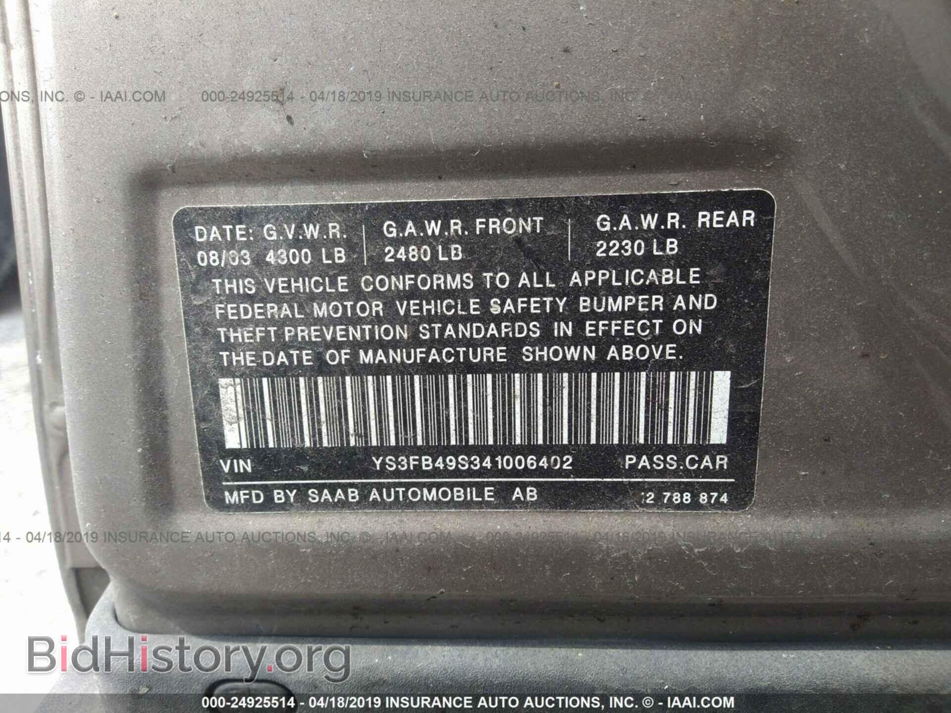 2004 SAAB 9-3 - VIN: YS3FB49S341006402 - Фото 9