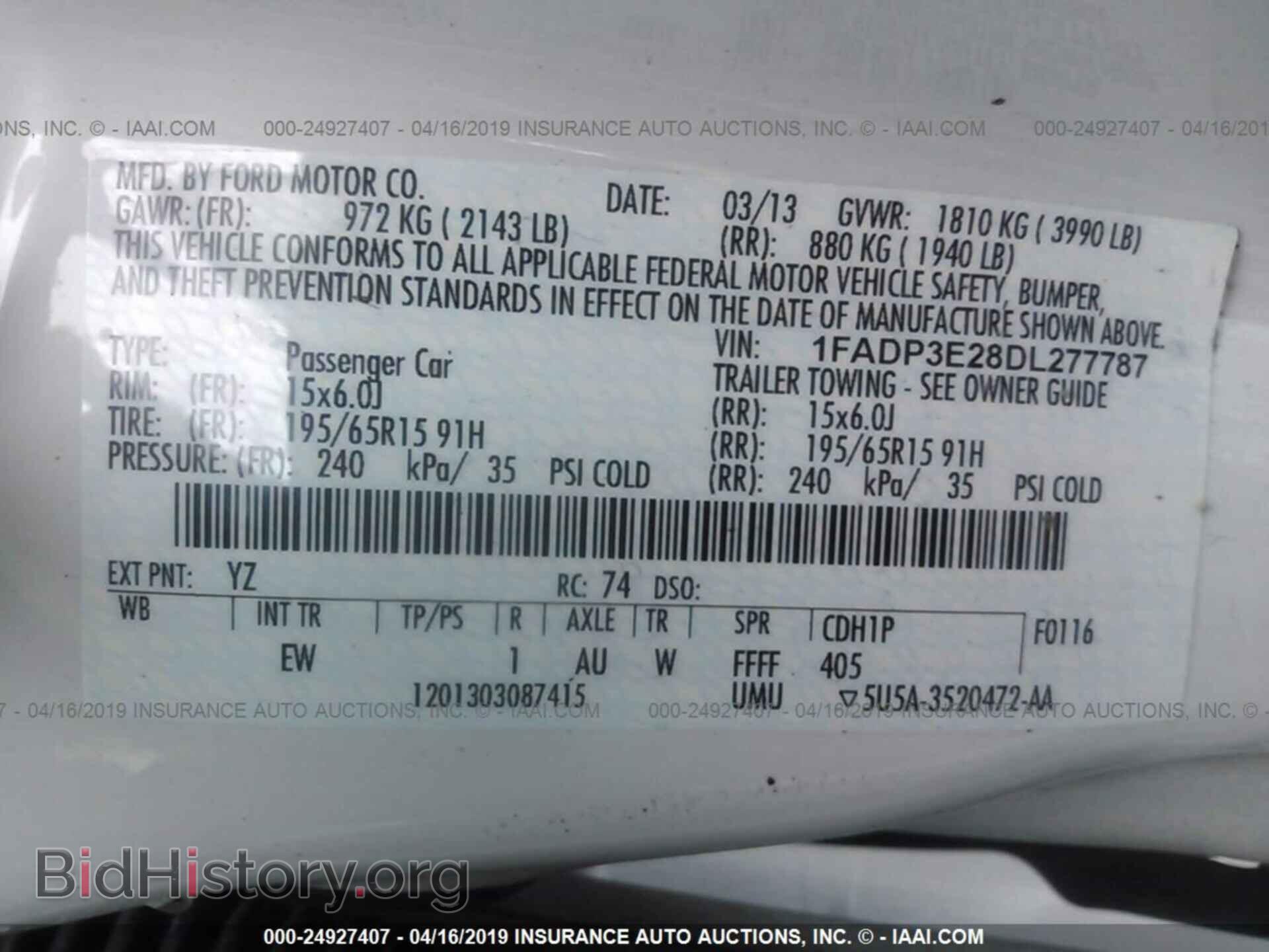 2013 FORD FOCUS - VIN: 1FADP3E28DL277787 - Фото 9