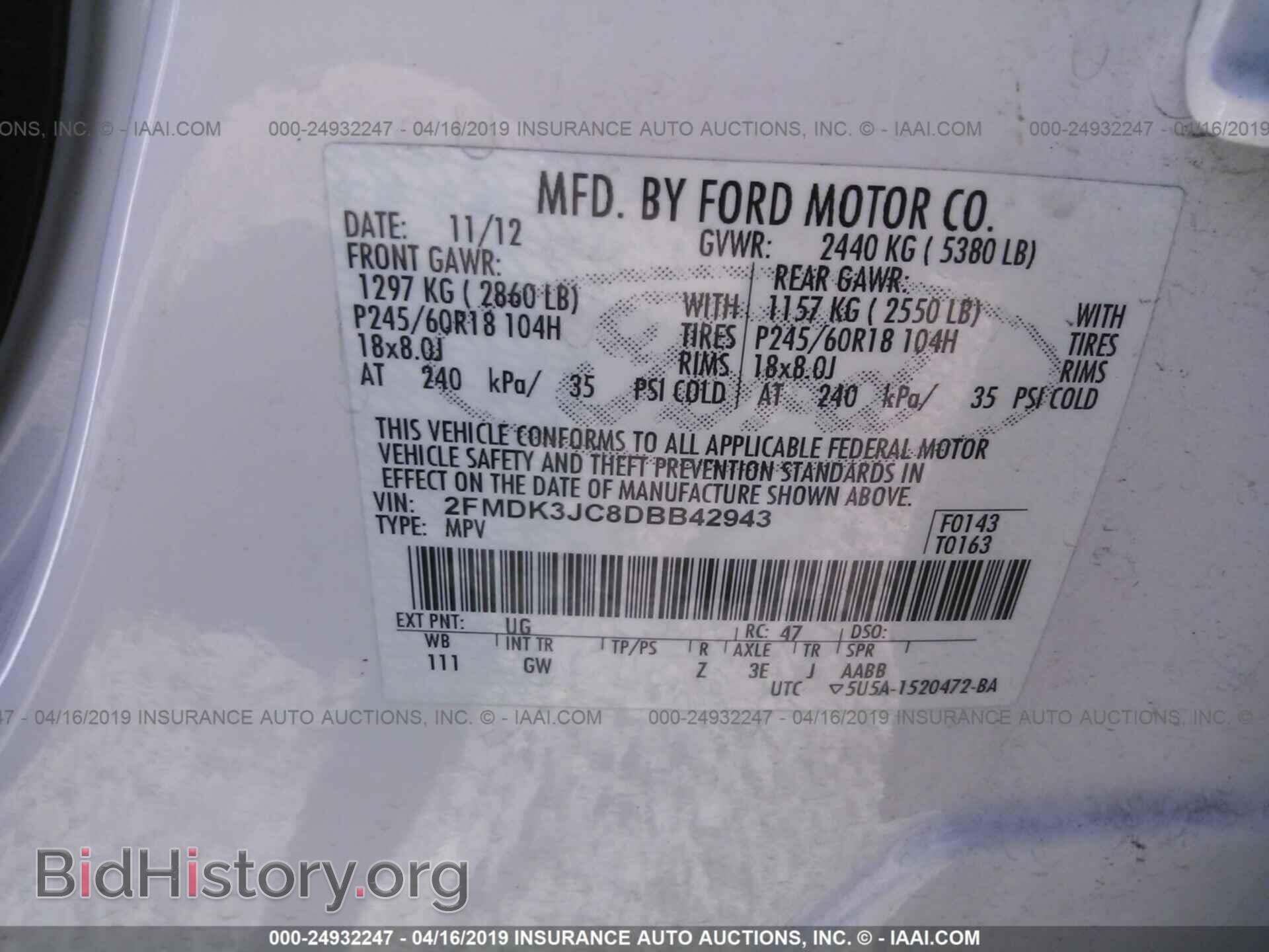 2013 FORD EDGE - VIN: 2FMDK3JC8DBB42943 - Photo 9