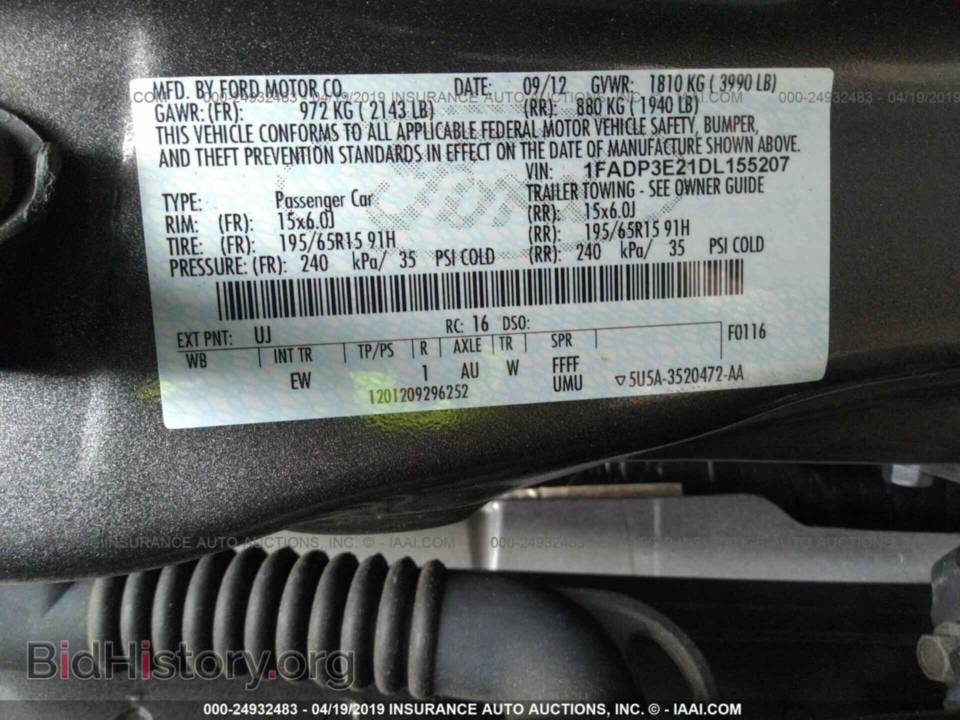 2013 FORD FOCUS - VIN: 1FADP3E21DL155207 - Фото 9