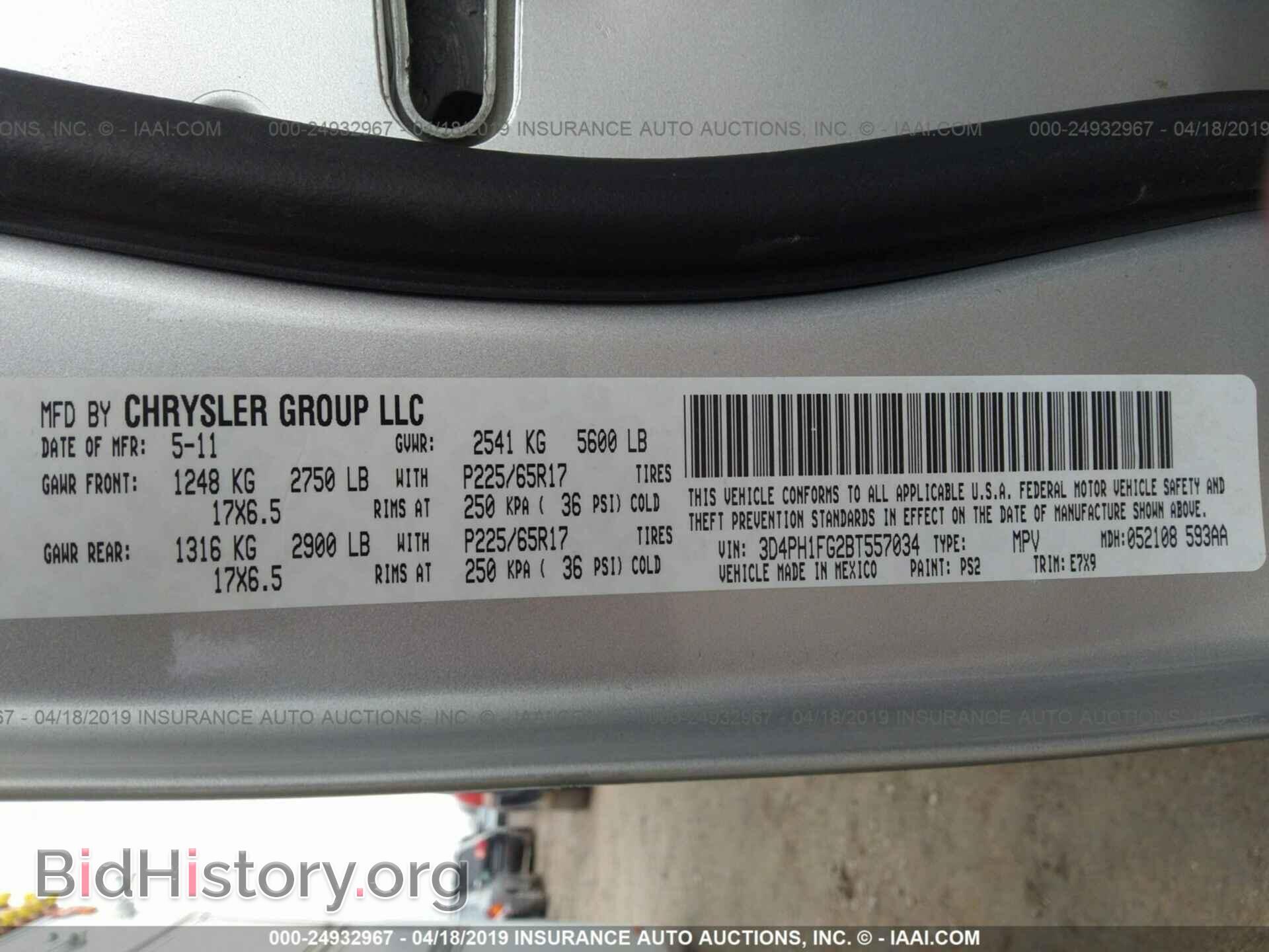 2011 DODGE JOURNEY - VIN: 3D4PH1FG2BT557034 - Фото 9