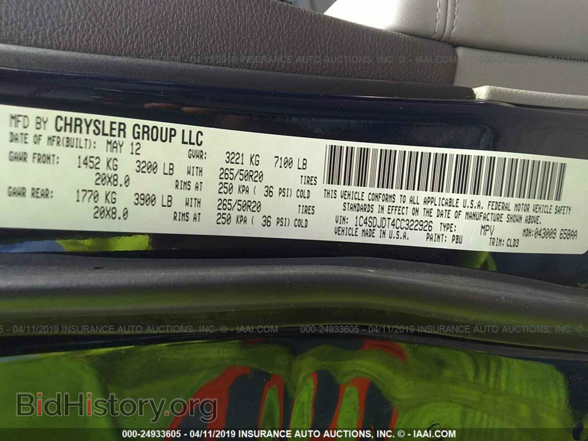 2012 DODGE DURANGO - VIN: 1C4SDJDT4CC322926 - Фото 9
