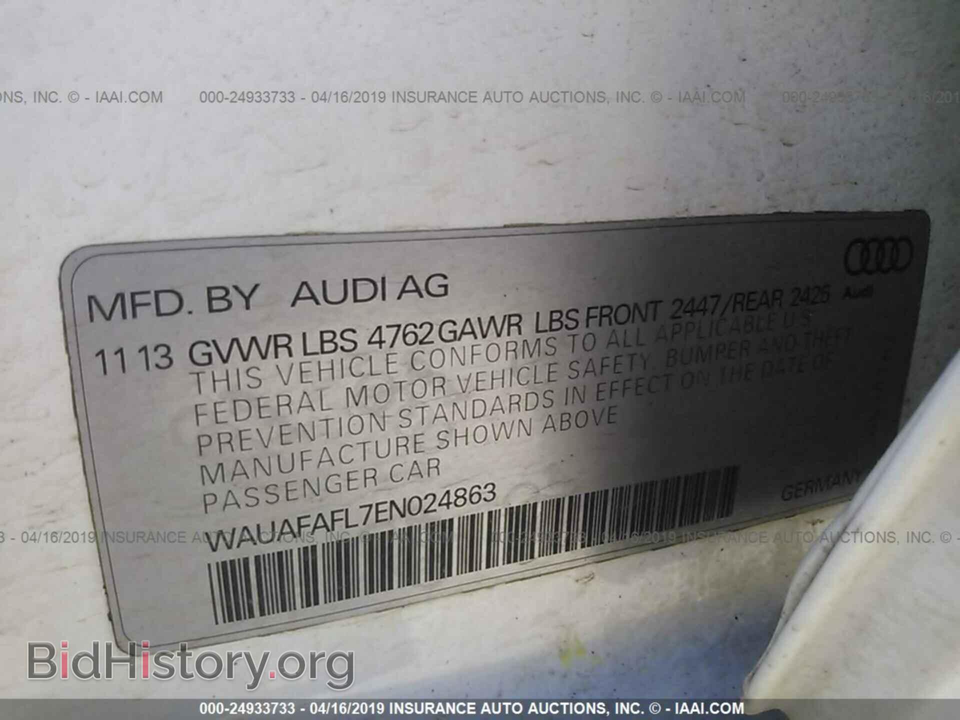 2014 AUDI A4 - VIN: WAUAFAFL7EN024863 - Photo 9