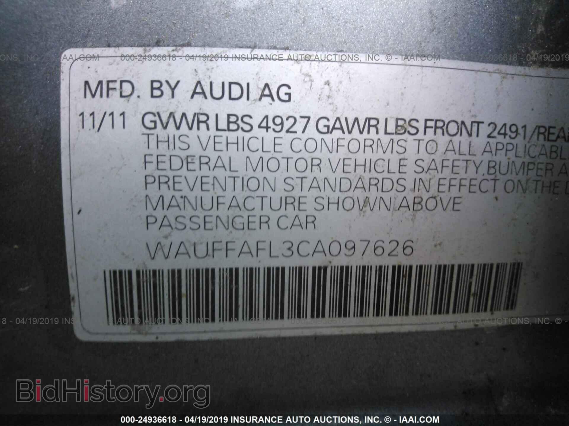 2012 AUDI A4 - VIN: WAUFFAFL3CA097626 - Photo 9