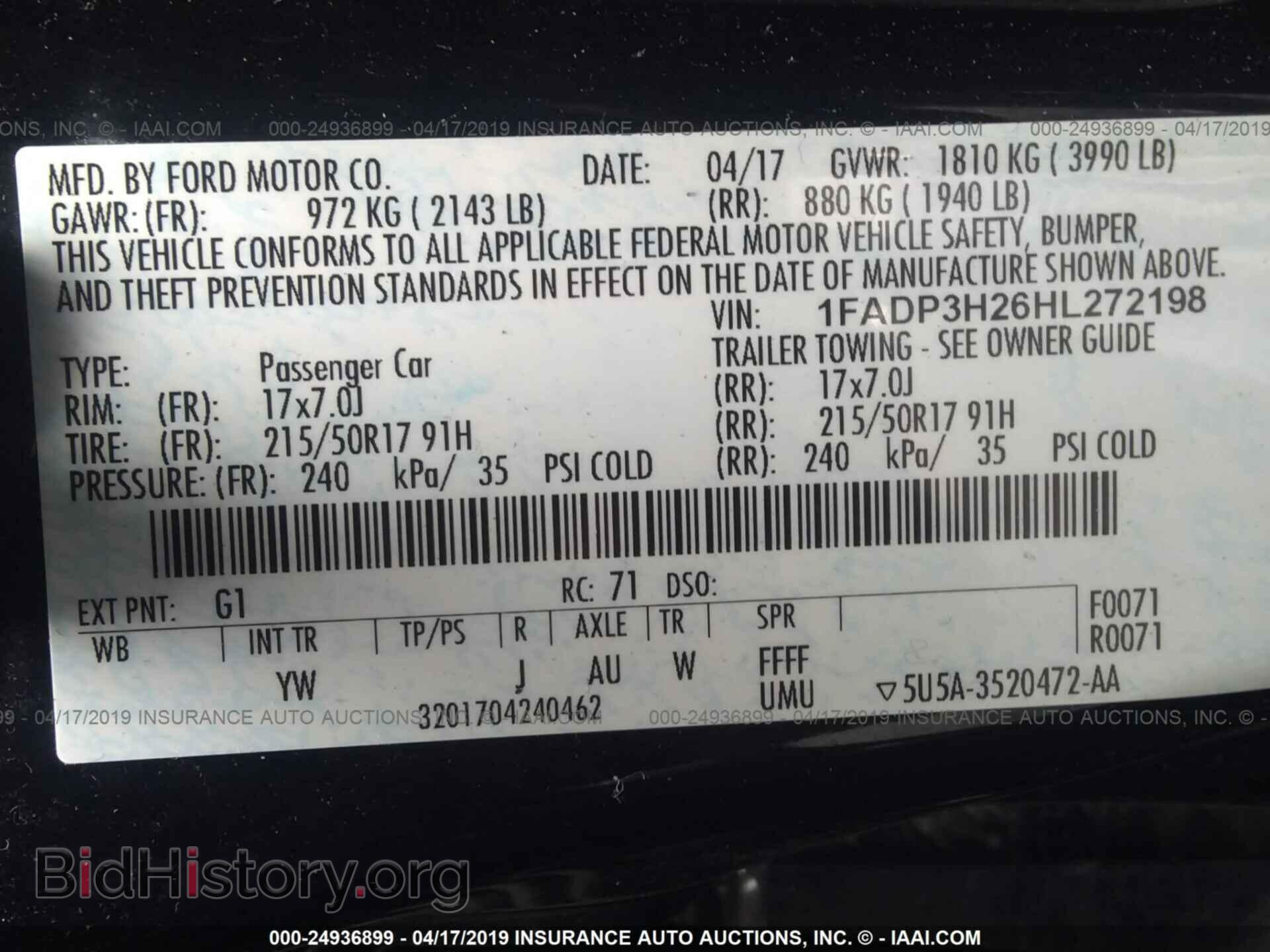 2017 FORD FOCUS - VIN: 1FADP3H26HL272198 - Фото 9