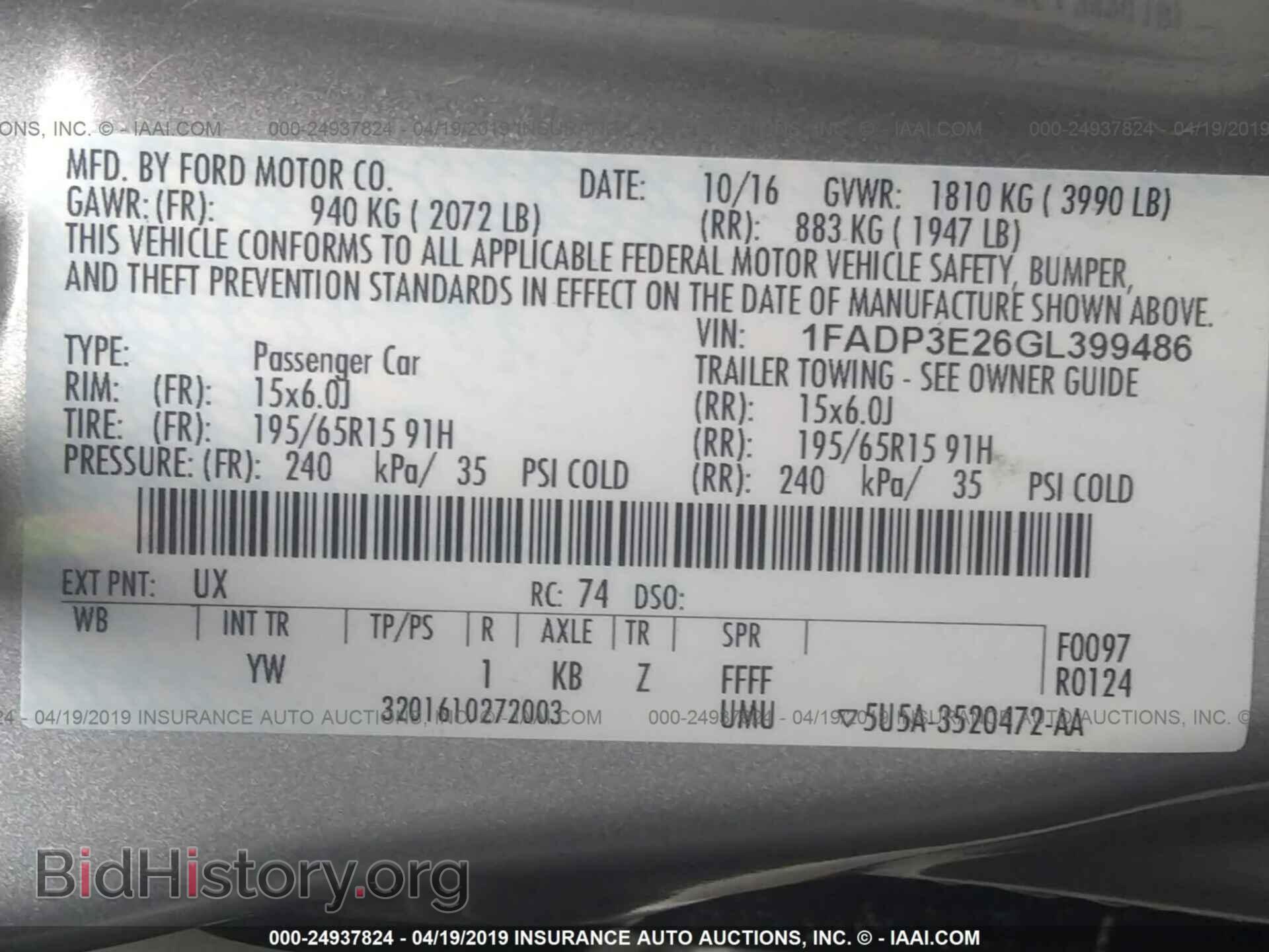 2016 FORD FOCUS - VIN: 1FADP3E26GL399486 - Photo 9