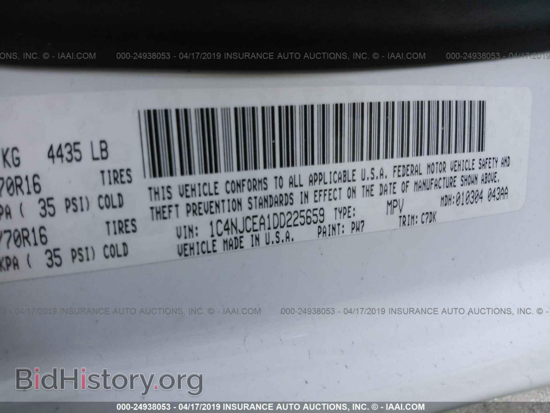 2013 JEEP COMPASS - VIN: 1C4NJCEA1DD225659 - Фото 9