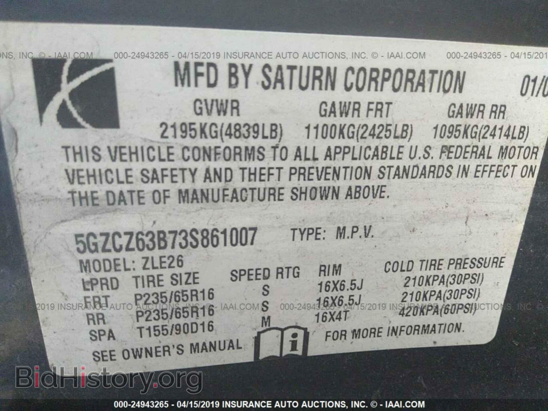 2003 SATURN VUE - VIN: 5GZCZ63B73S561007 - Фото 9