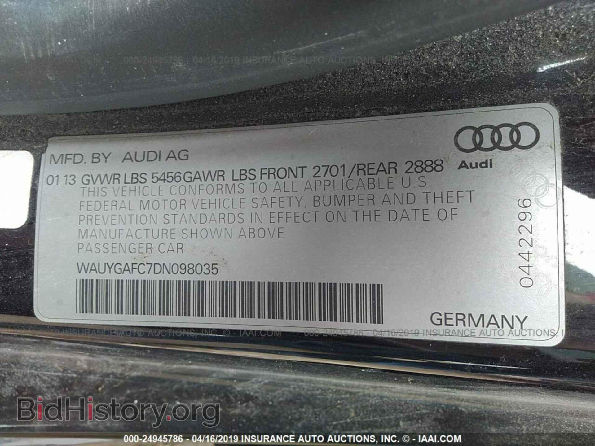 2013 AUDI A7 - VIN: WAUYGAFC7DN098035 - Photo 9
