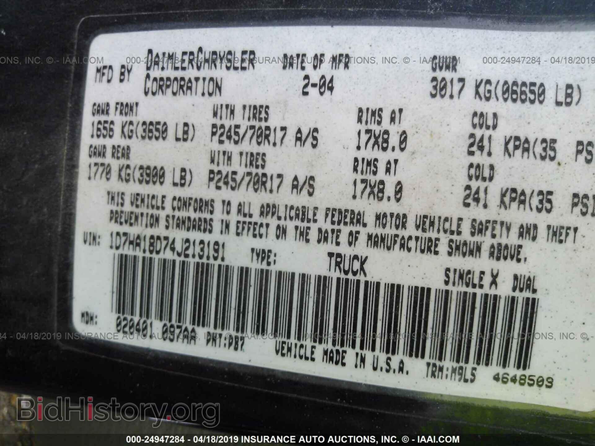 2004 DODGE RAM 1500 - VIN: 1D7HA18D74J213191 - Photo 9
