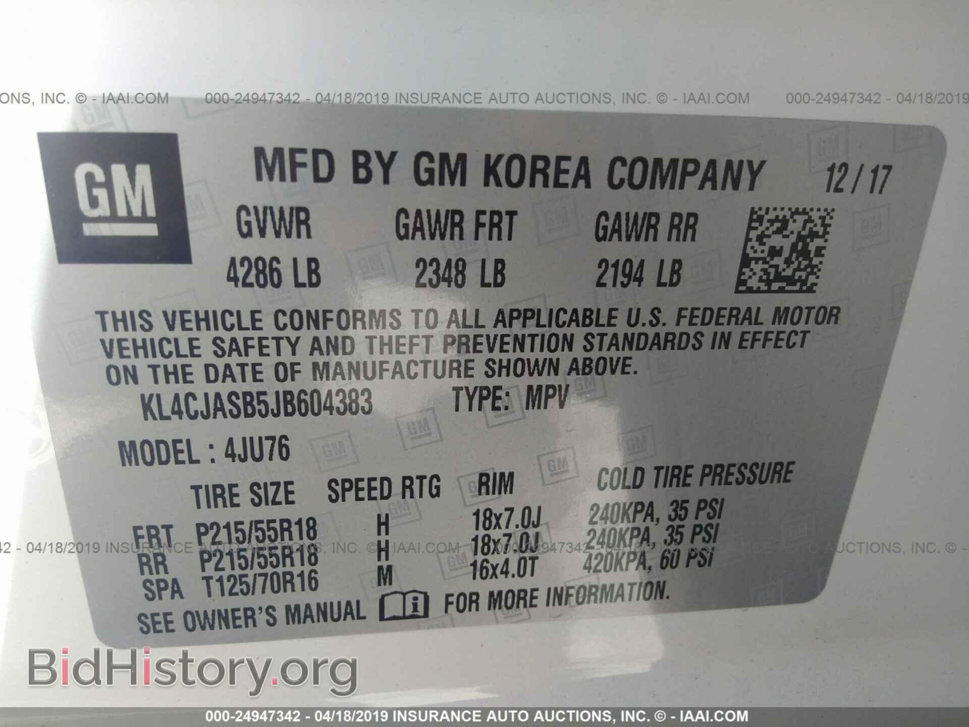 2018 BUICK ENCORE - VIN: KL4CJASB5JB604383 - Фото 9