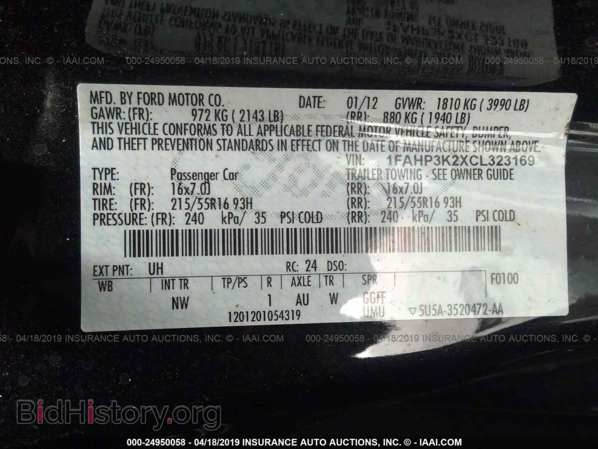 2012 FORD FOCUS - VIN: 1FAHP3K2XCL323169 - Фото 9