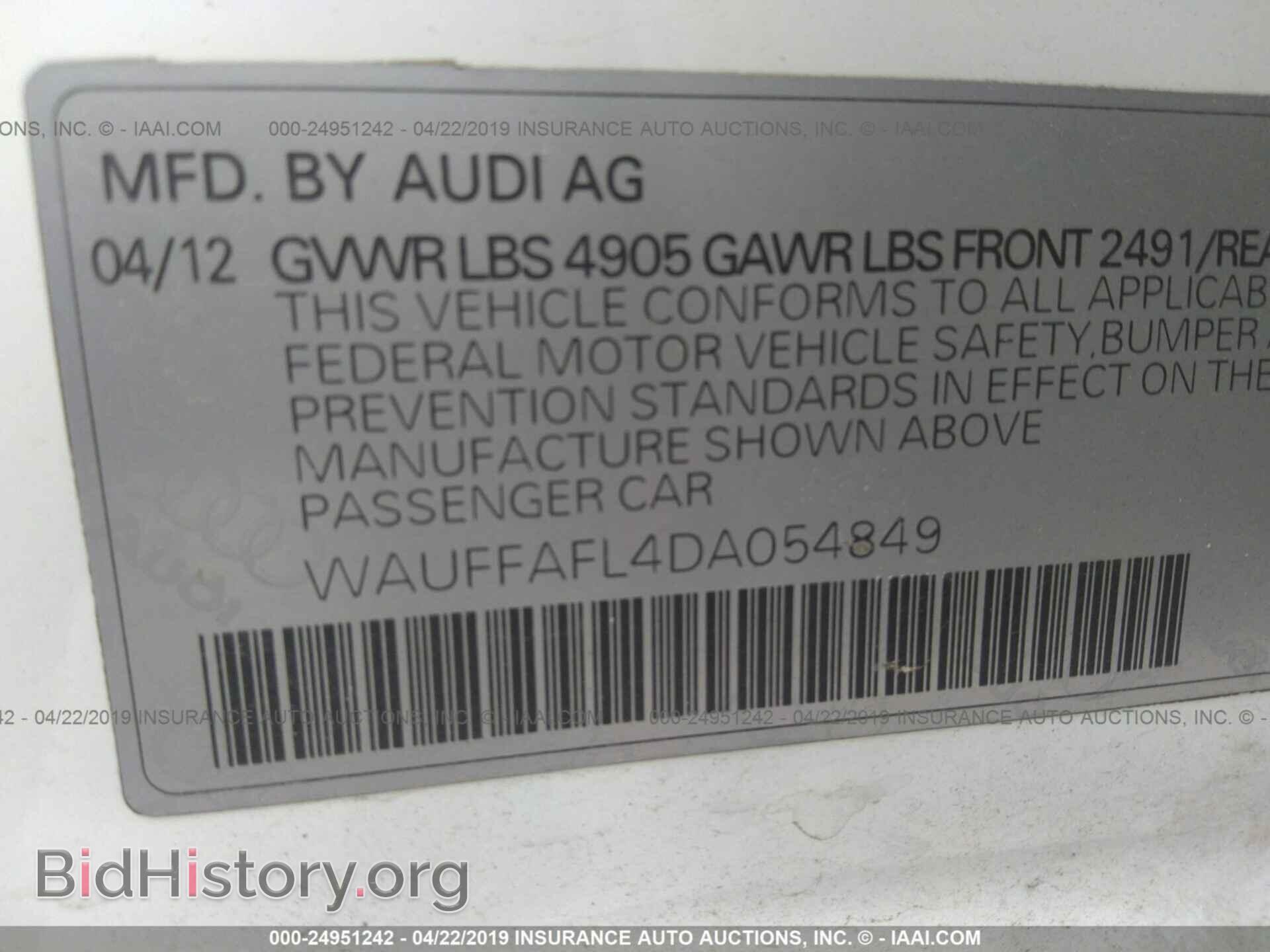 2013 AUDI A4 - VIN: WAUFFAFL4DA054849 - Photo 9