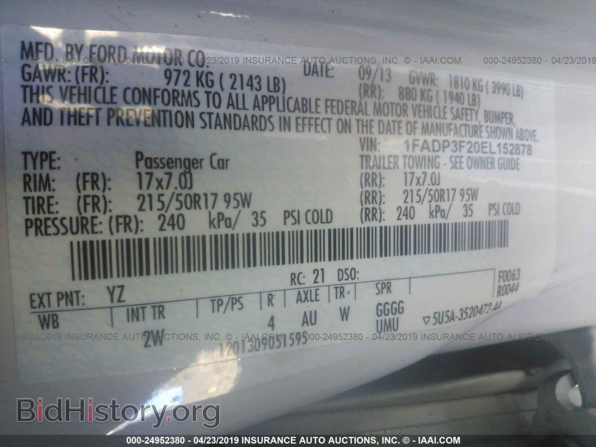 2014 FORD FOCUS - VIN: 1FADP3F20EL152878 - Фото 9