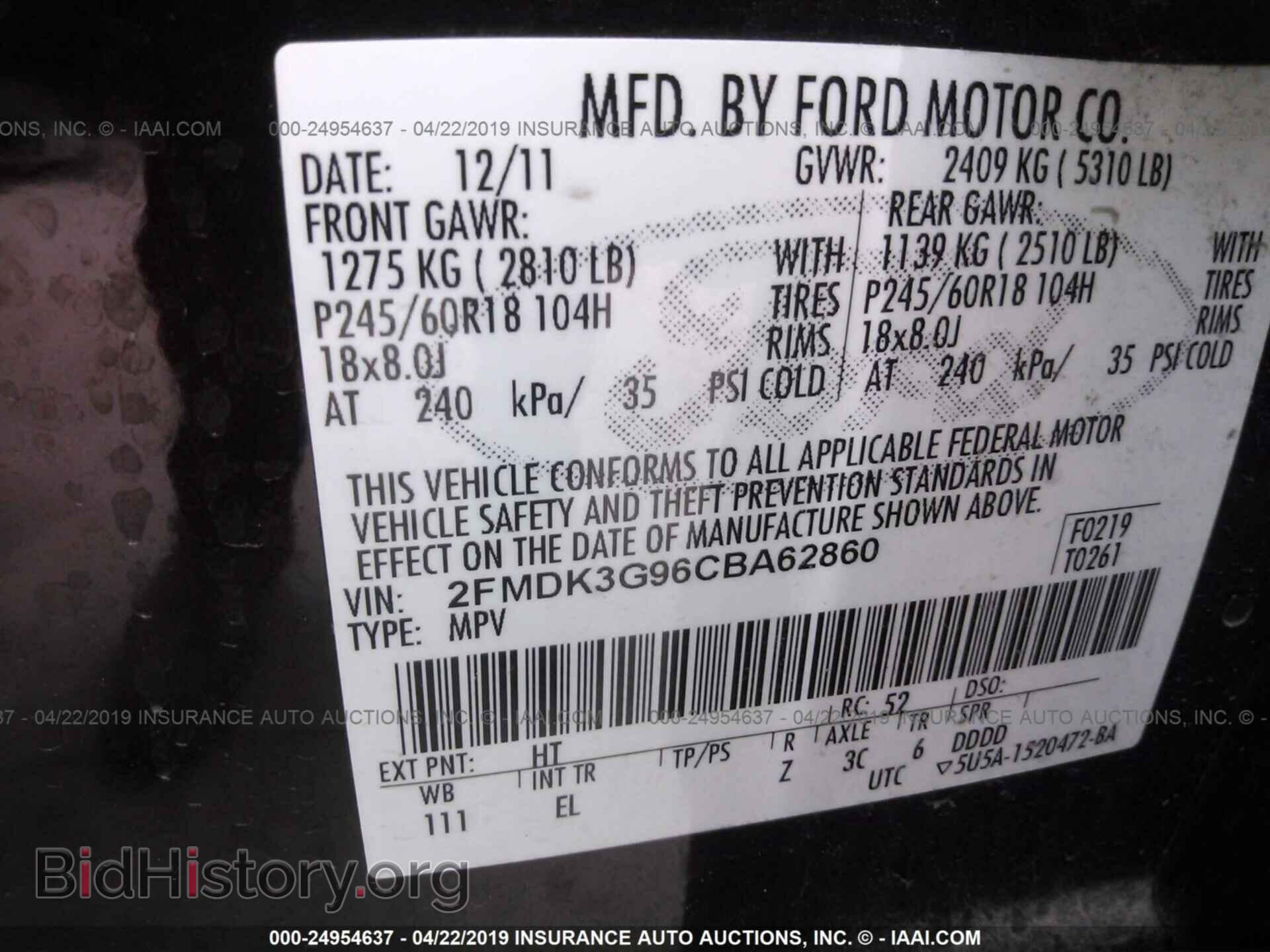 2012 FORD EDGE - VIN: 2FMDK3G96CBA62860 - Photo 9