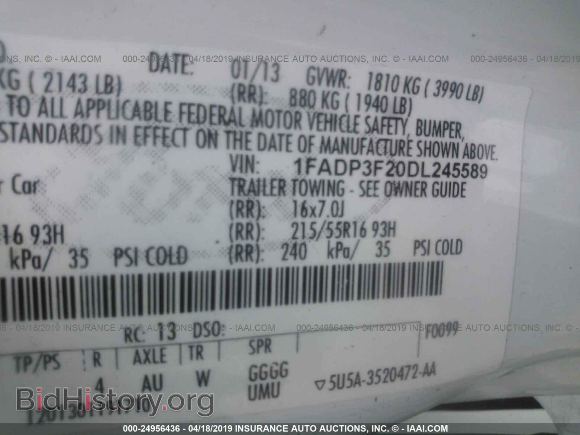 2013 FORD FOCUS - VIN: 1FADP3F20DL245589 - Фото 9