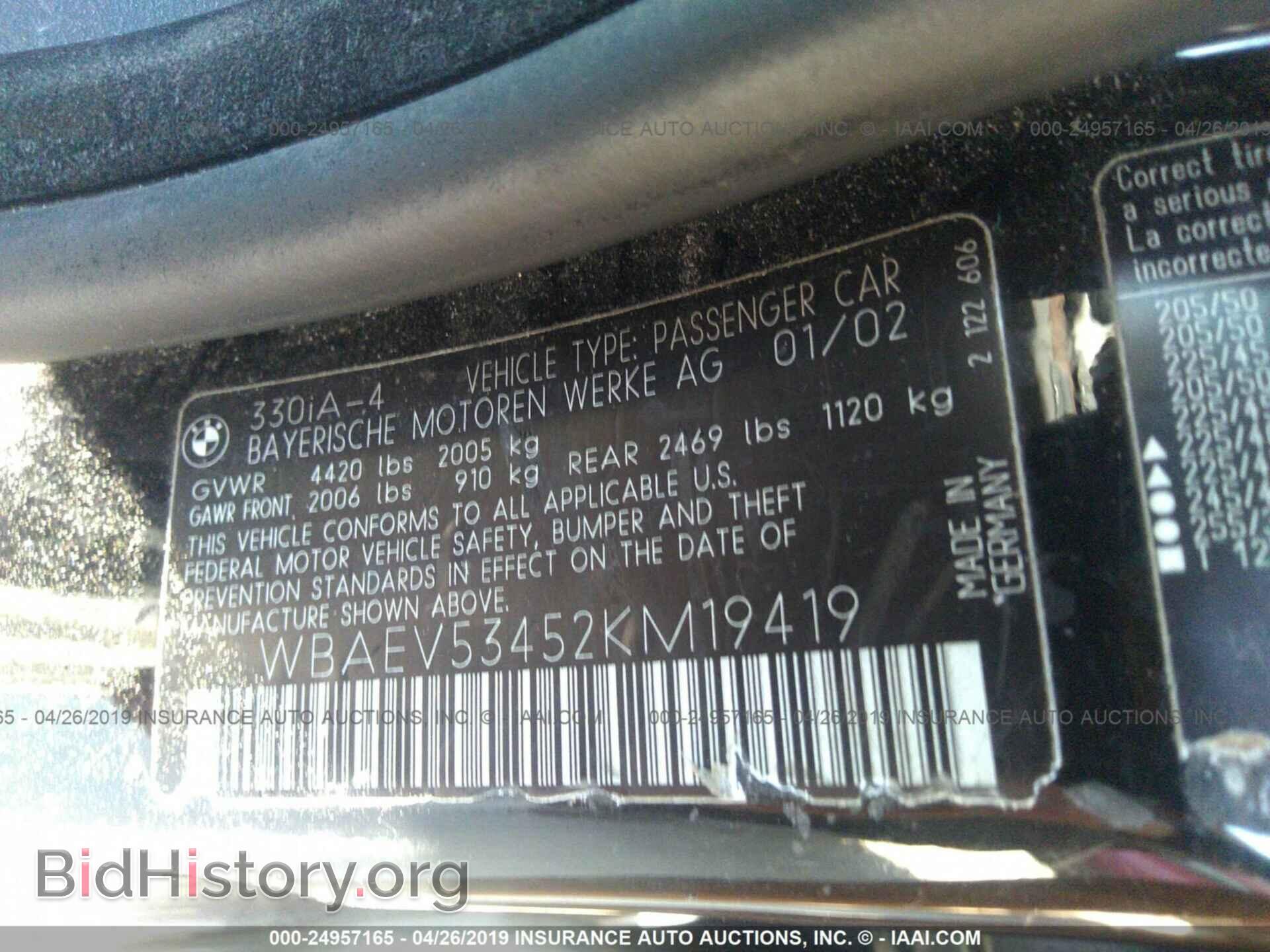 2002 BMW 330 - VIN: WBAEV53452KM19419 - Фото 9