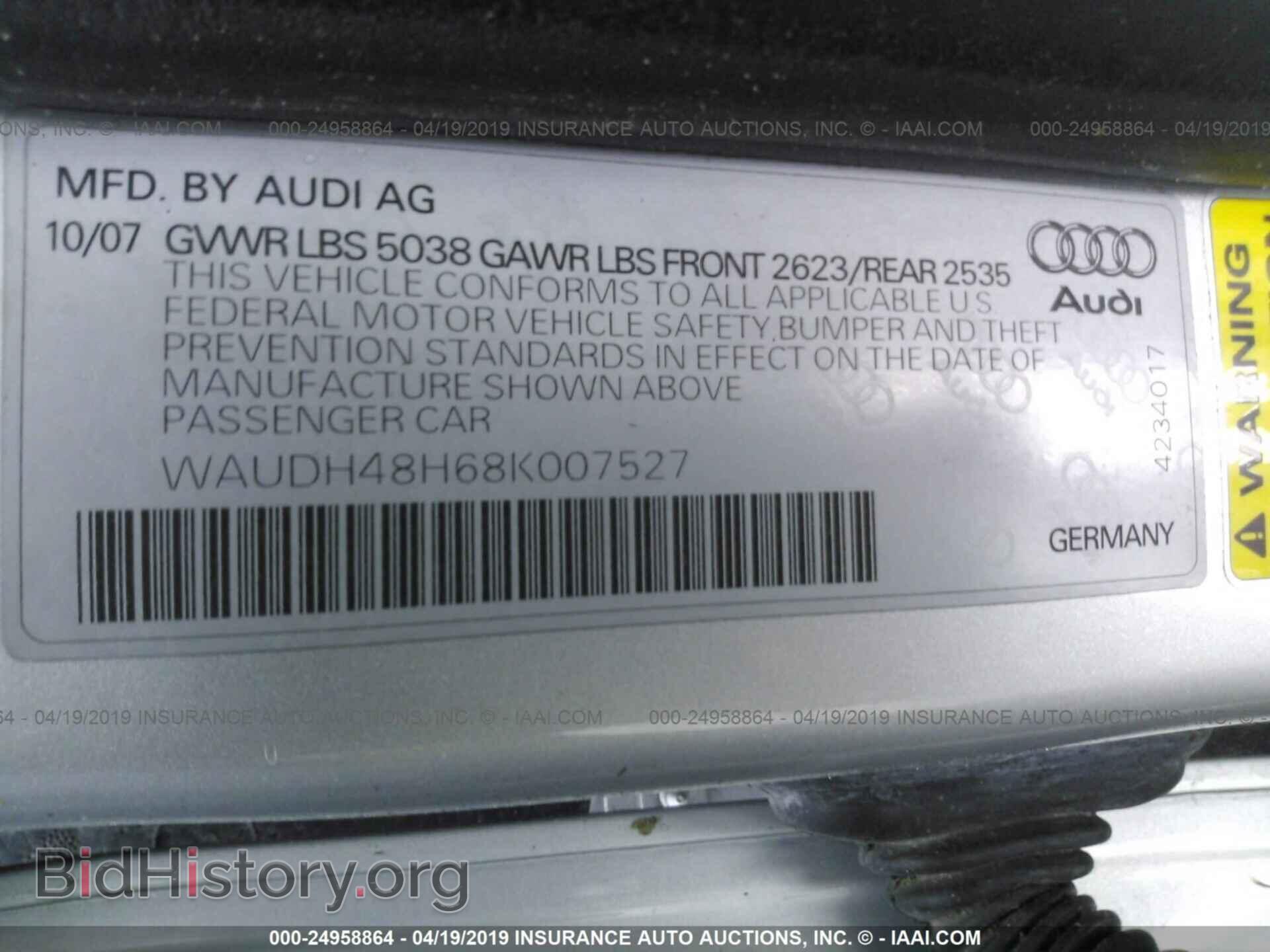 2008 AUDI A4 - VIN: WAUDH48H68K007527 - Фото 9