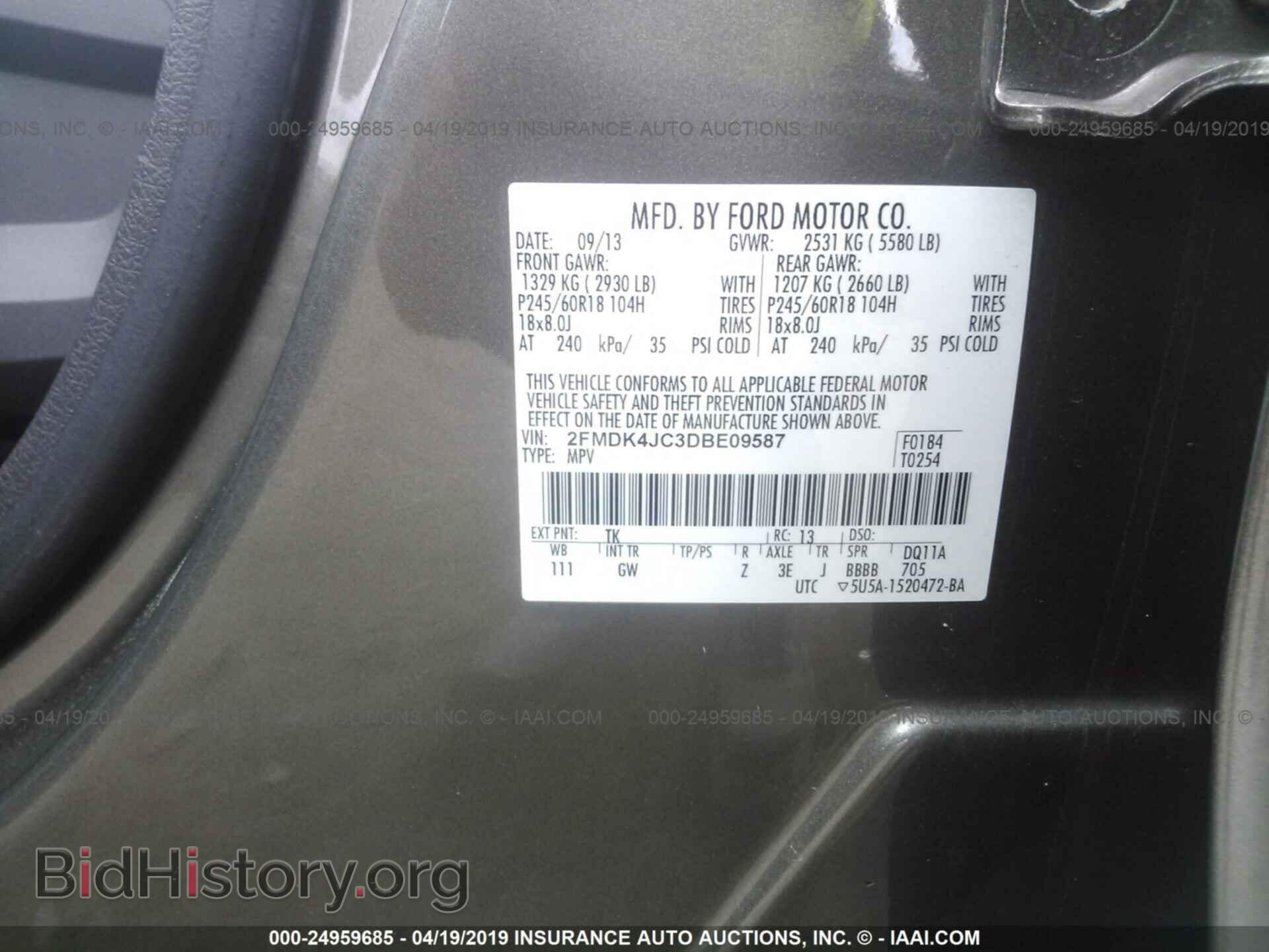 2013 FORD EDGE - VIN: 2FMDK4JC3DBE09587 - Photo 9