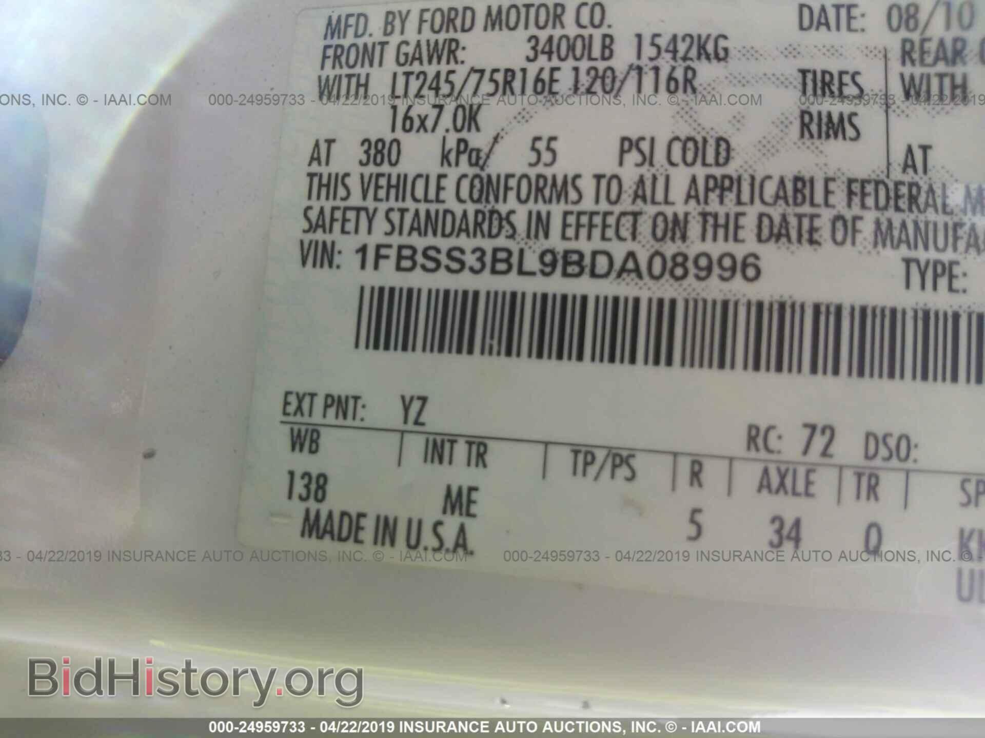 2011 FORD ECONOLINE - VIN: 1FBSS3BL9BDA08996 - Photo 9