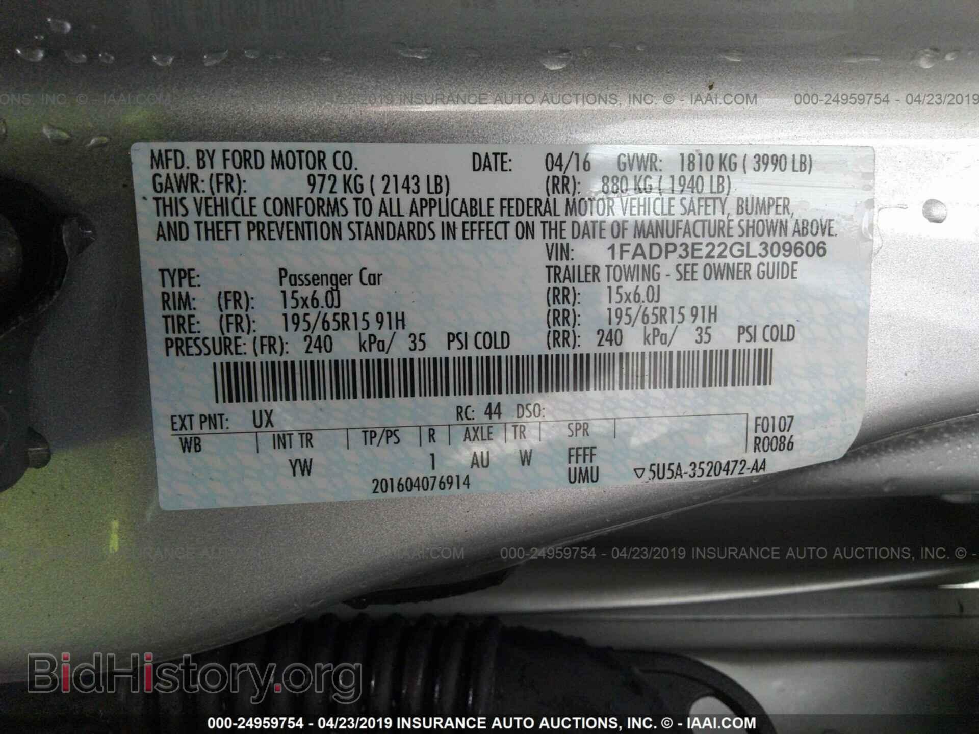 2016 FORD FOCUS - VIN: 1FADP3E22GL309606 - Фото 9