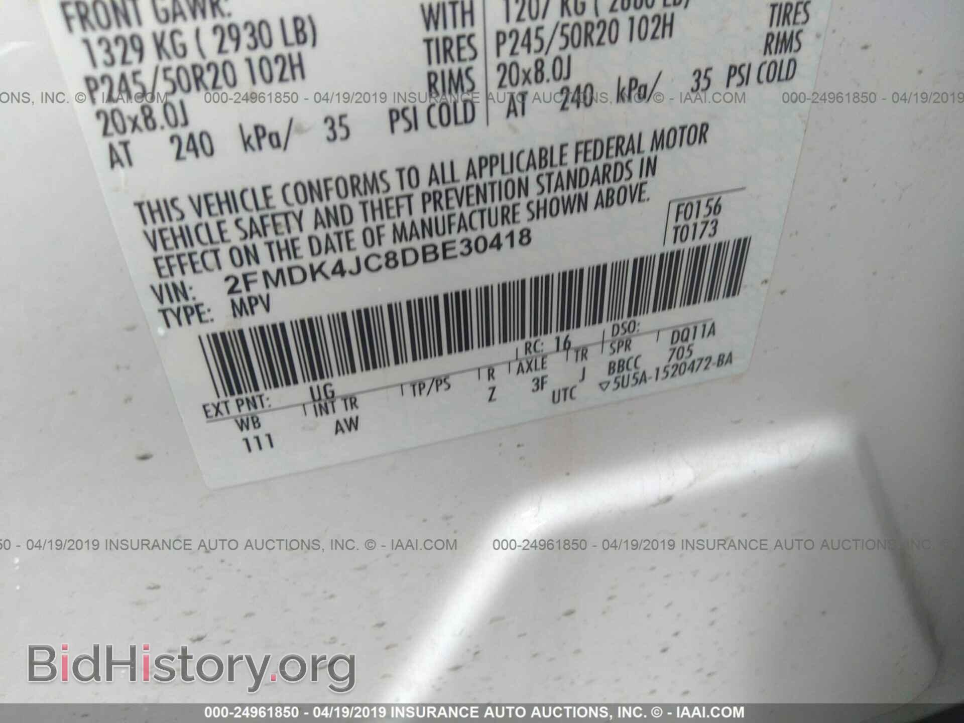 2013 FORD EDGE - VIN: 2FMDK4JC8DBE30418 - Фото 9