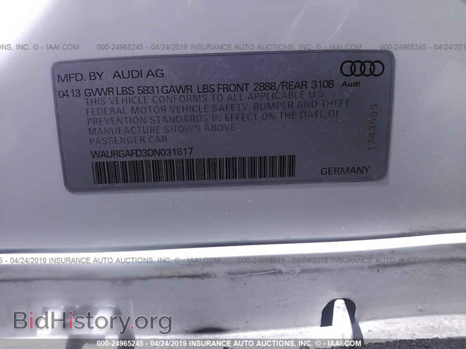 2013 AUDI A8 - VIN: WAURGAFD3DN031817 - Фото 9