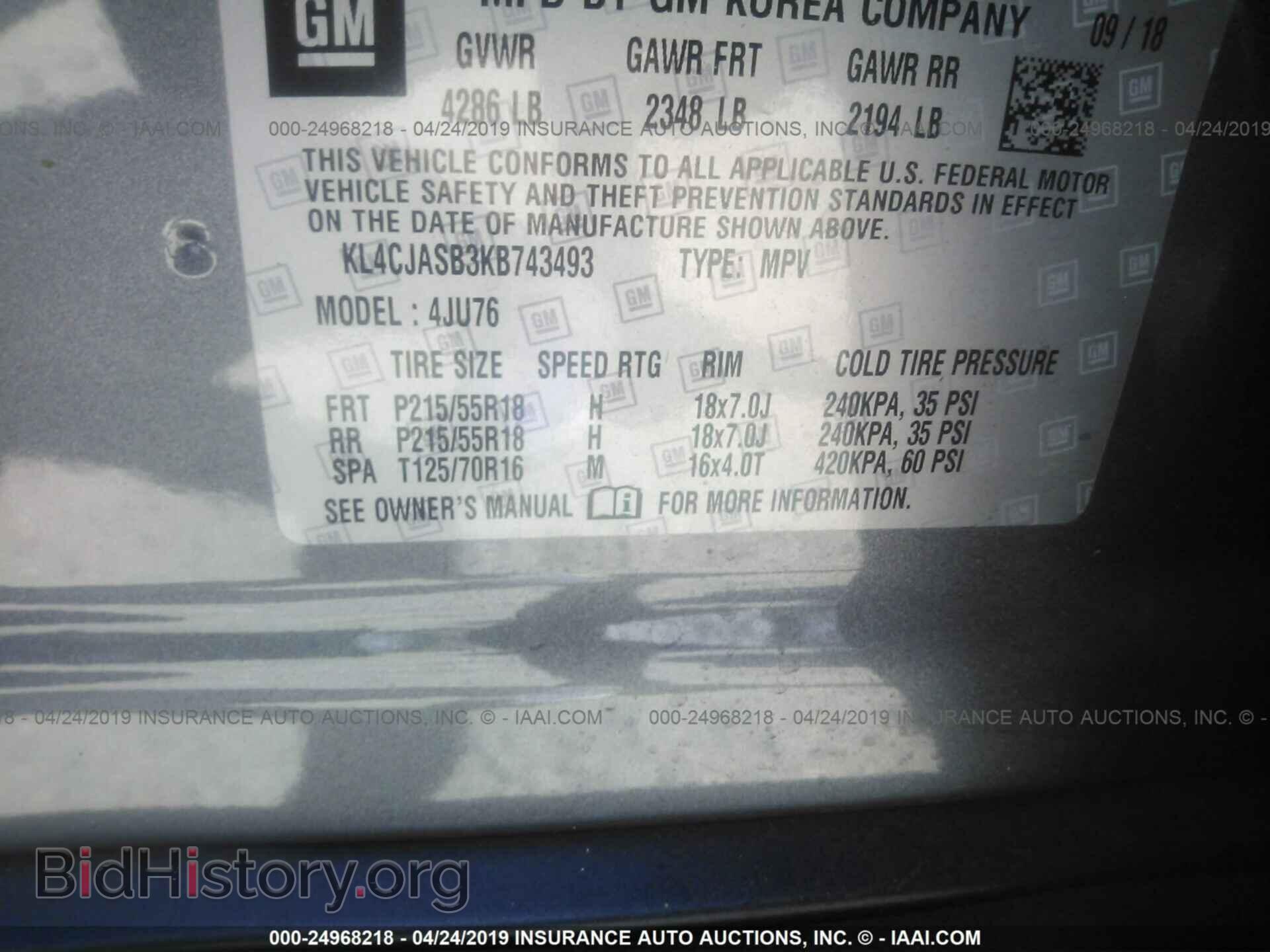 2019 BUICK ENCORE - VIN: KL4CJASB3KB743493 - Photo 9