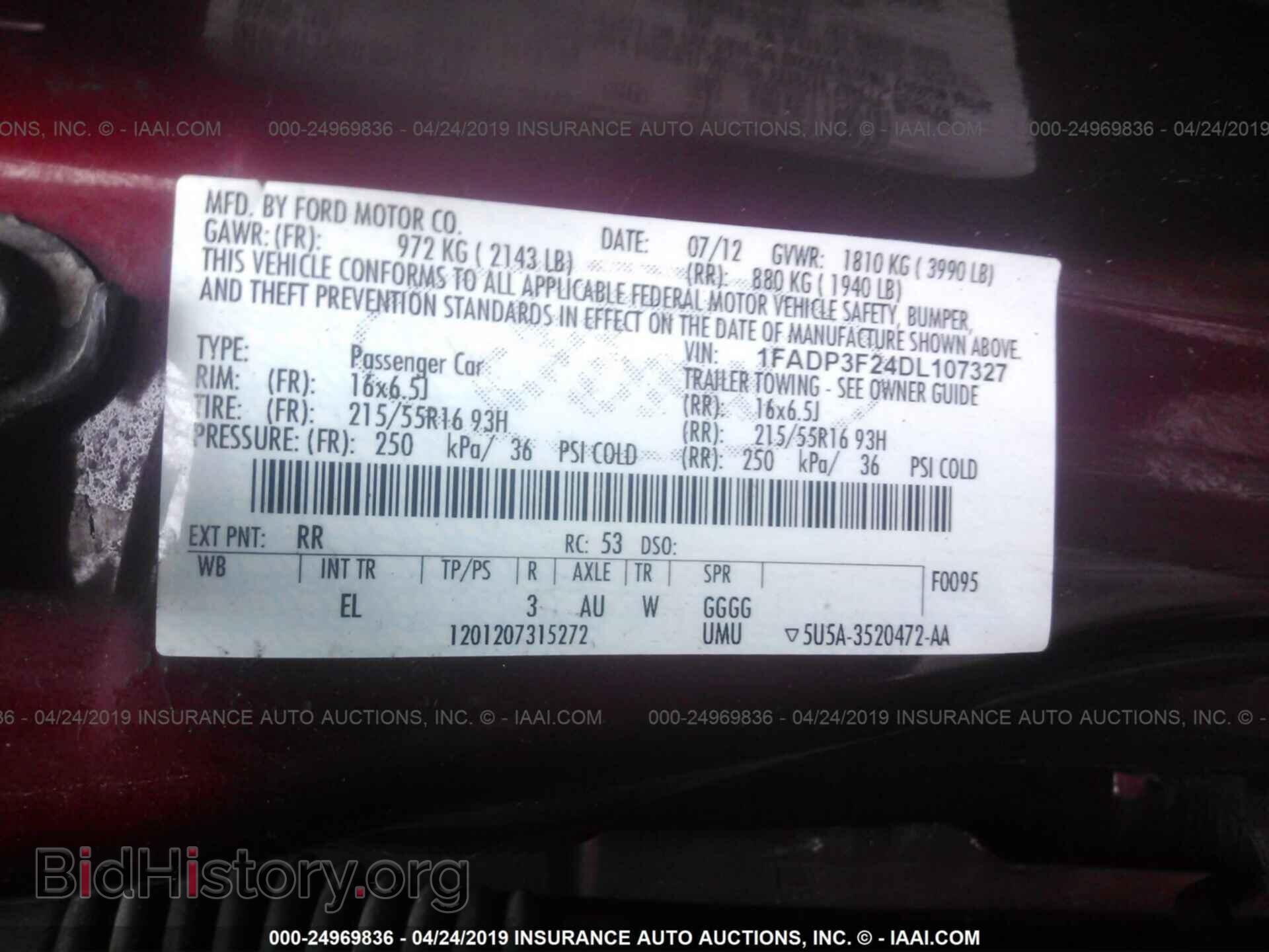 2013 FORD FOCUS - VIN: 1FADP3F24DL107327 - Фото 9