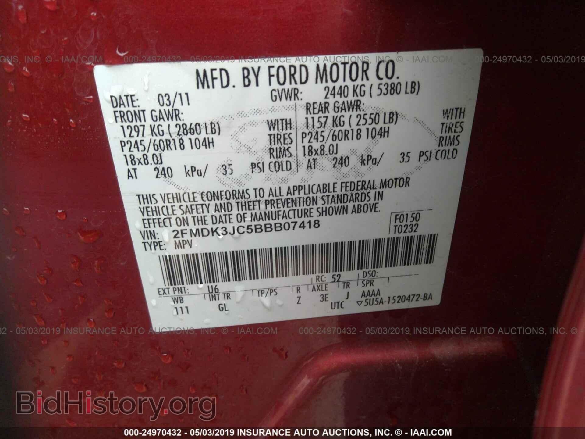 2011 FORD EDGE - VIN: 2FMDK3JC5BBB07418 - Photo 9