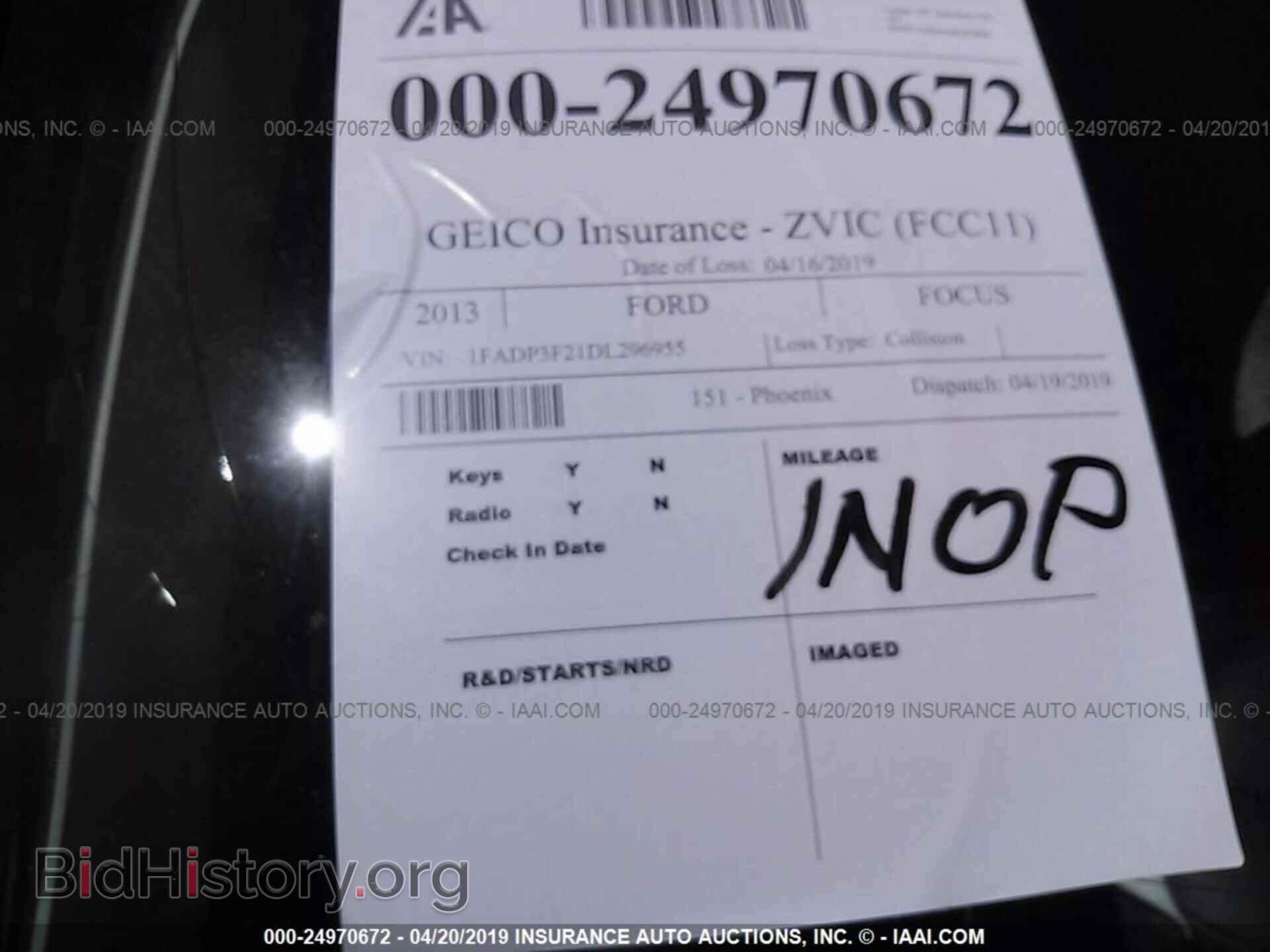 2013 FORD FOCUS - VIN: 1FADP3F21DL296955 - Фото 7