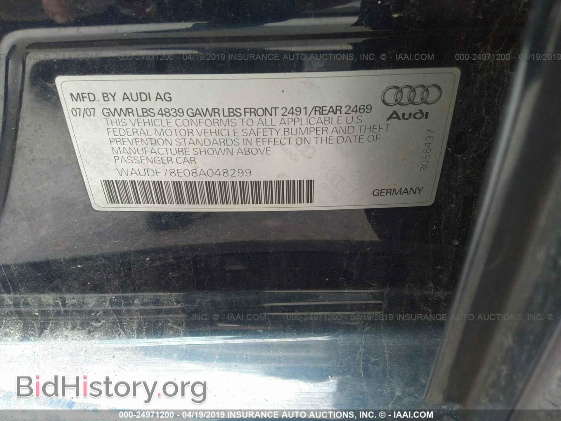 2008 AUDI A4 - VIN: WAUDF78E08A048299 - Photo 9