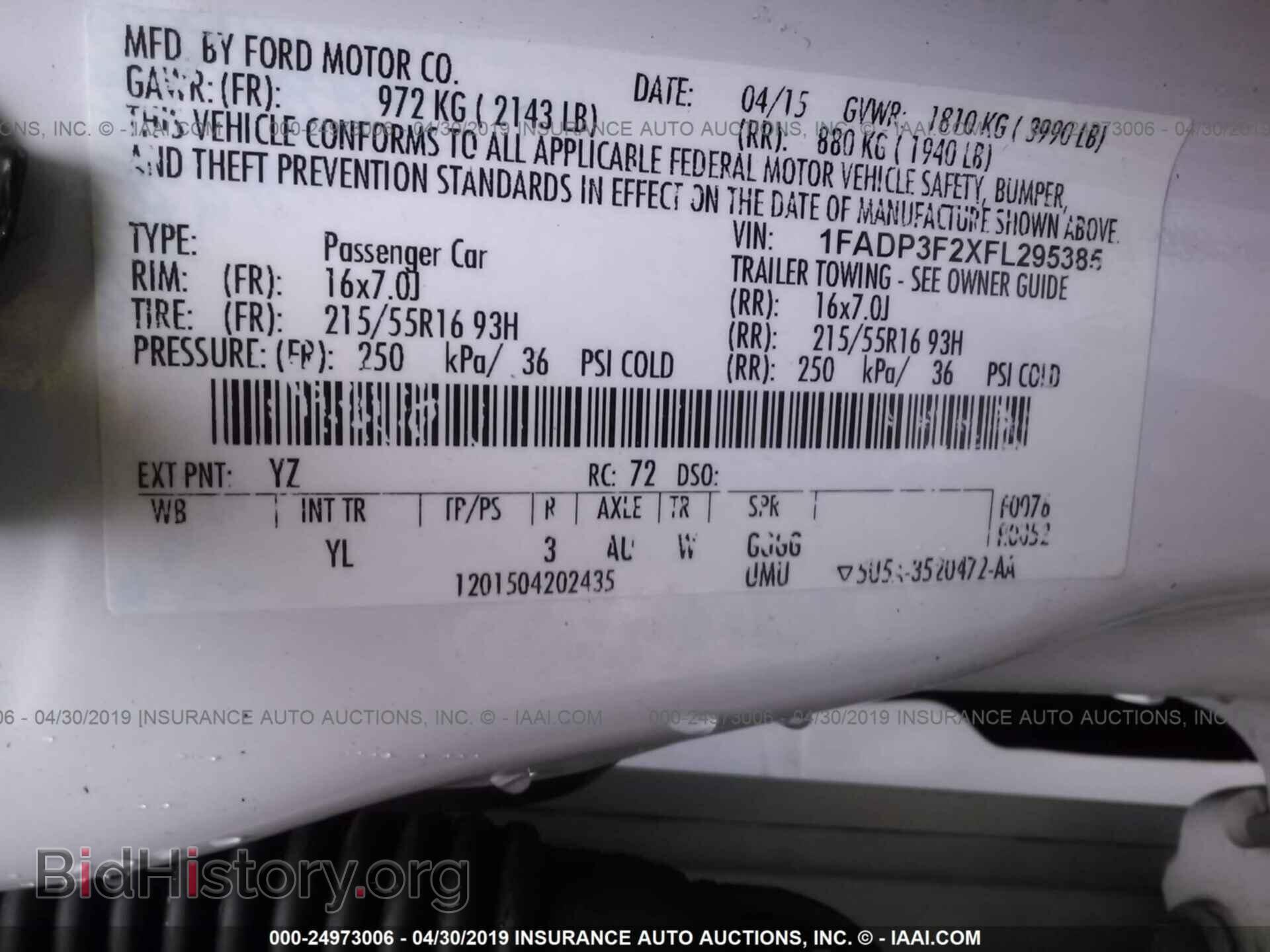 2015 FORD FOCUS - VIN: 1FADP3F2XFL295385 - Фото 9