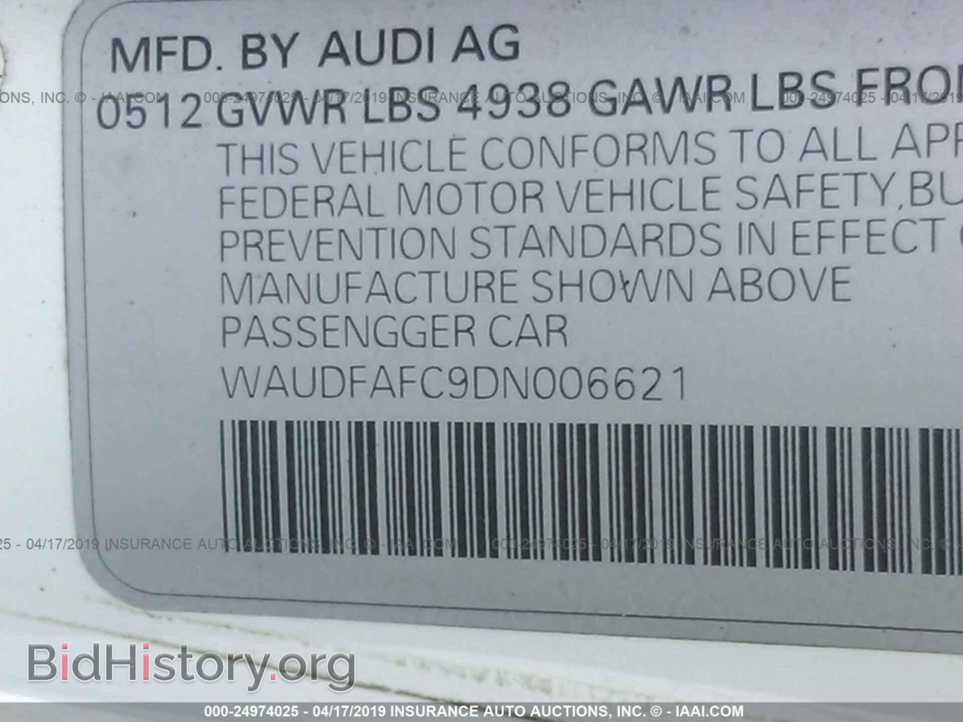 2013 AUDI A6 - VIN: WAUDFAFC9DN006621 - Фото 9