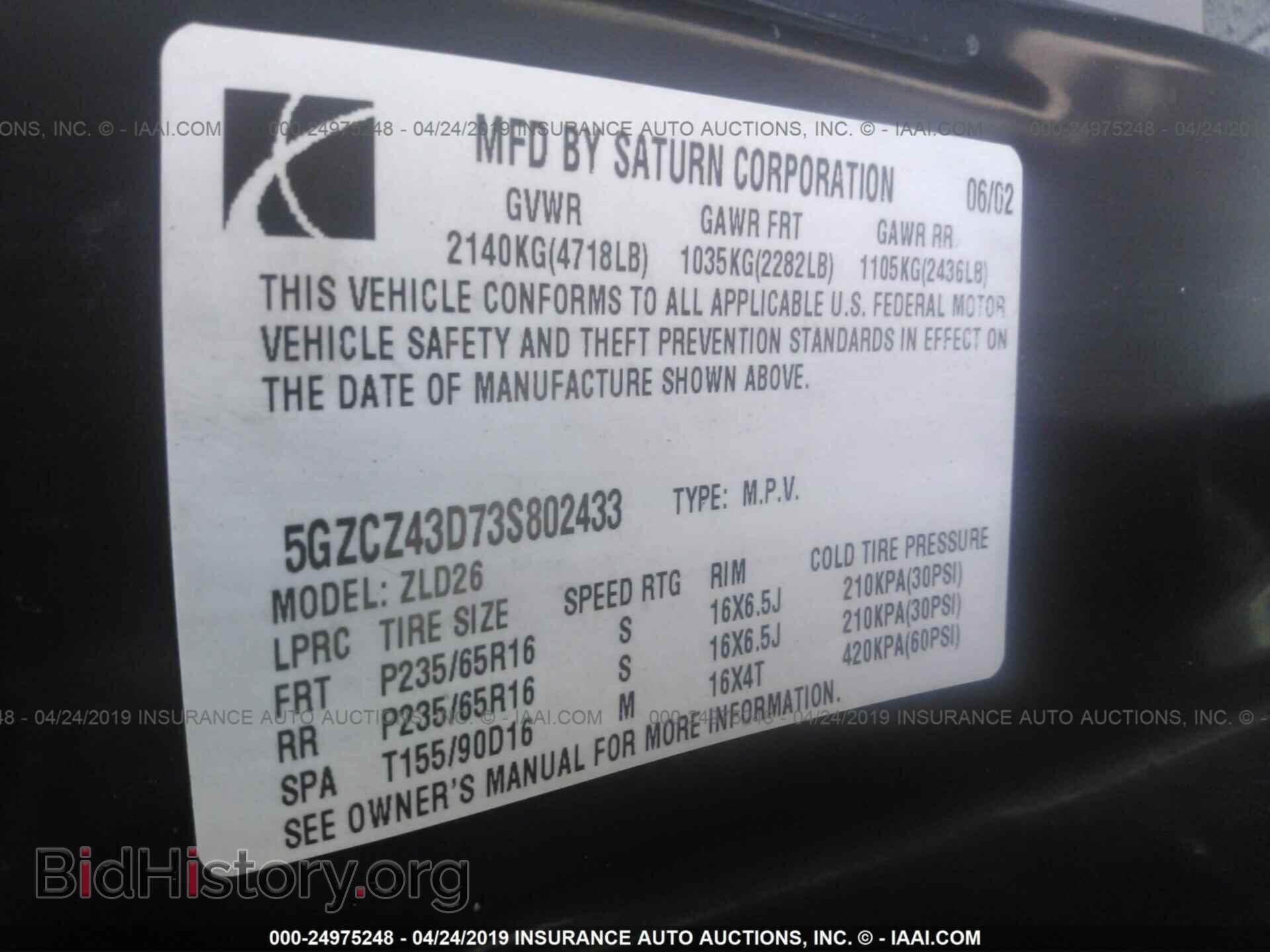 2003 SATURN VUE - VIN: 5GZCZ43D73S802433 - Photo 9