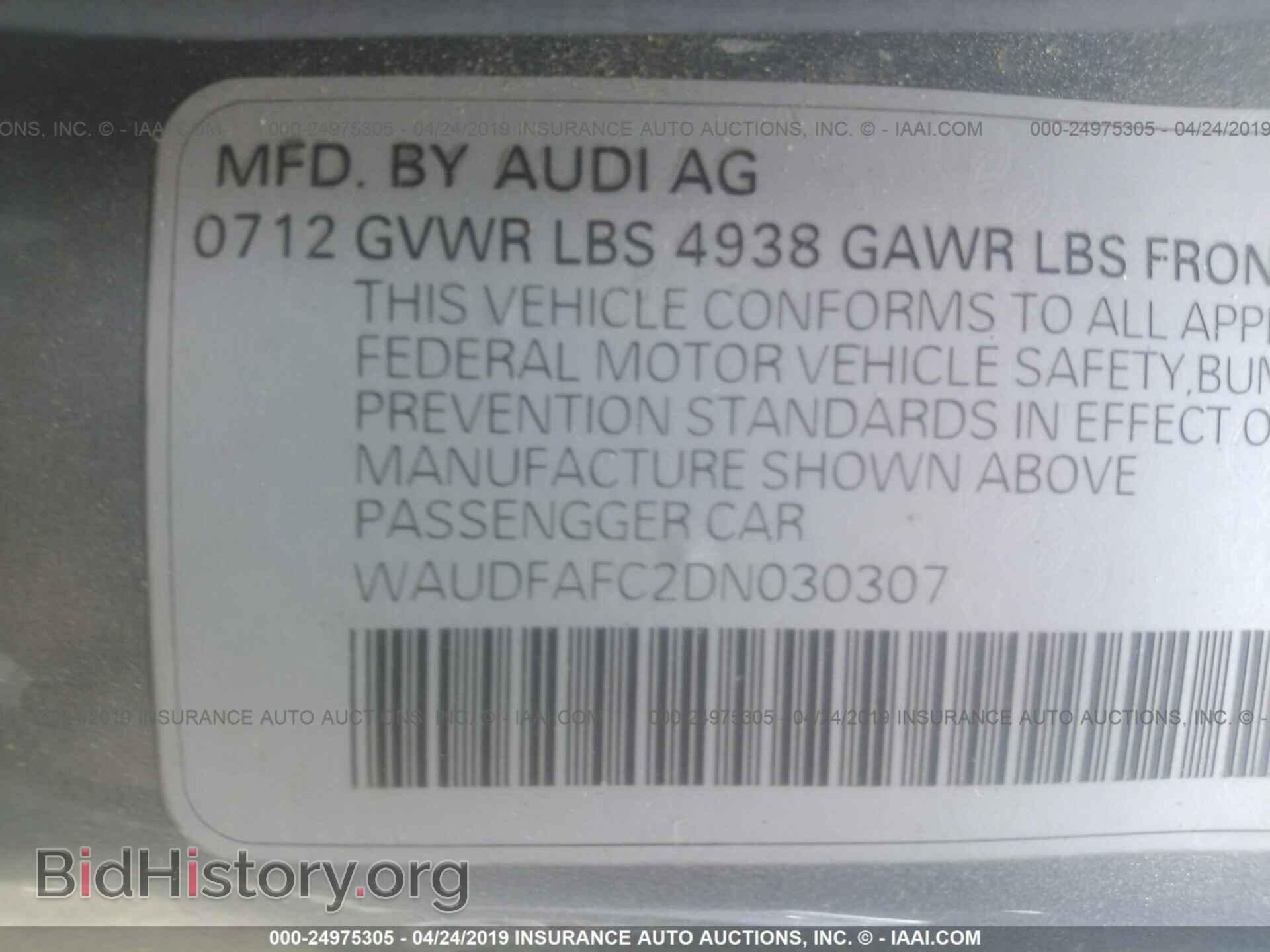 2013 AUDI A6 - VIN: WAUDFAFC2DN030307 - Фото 9