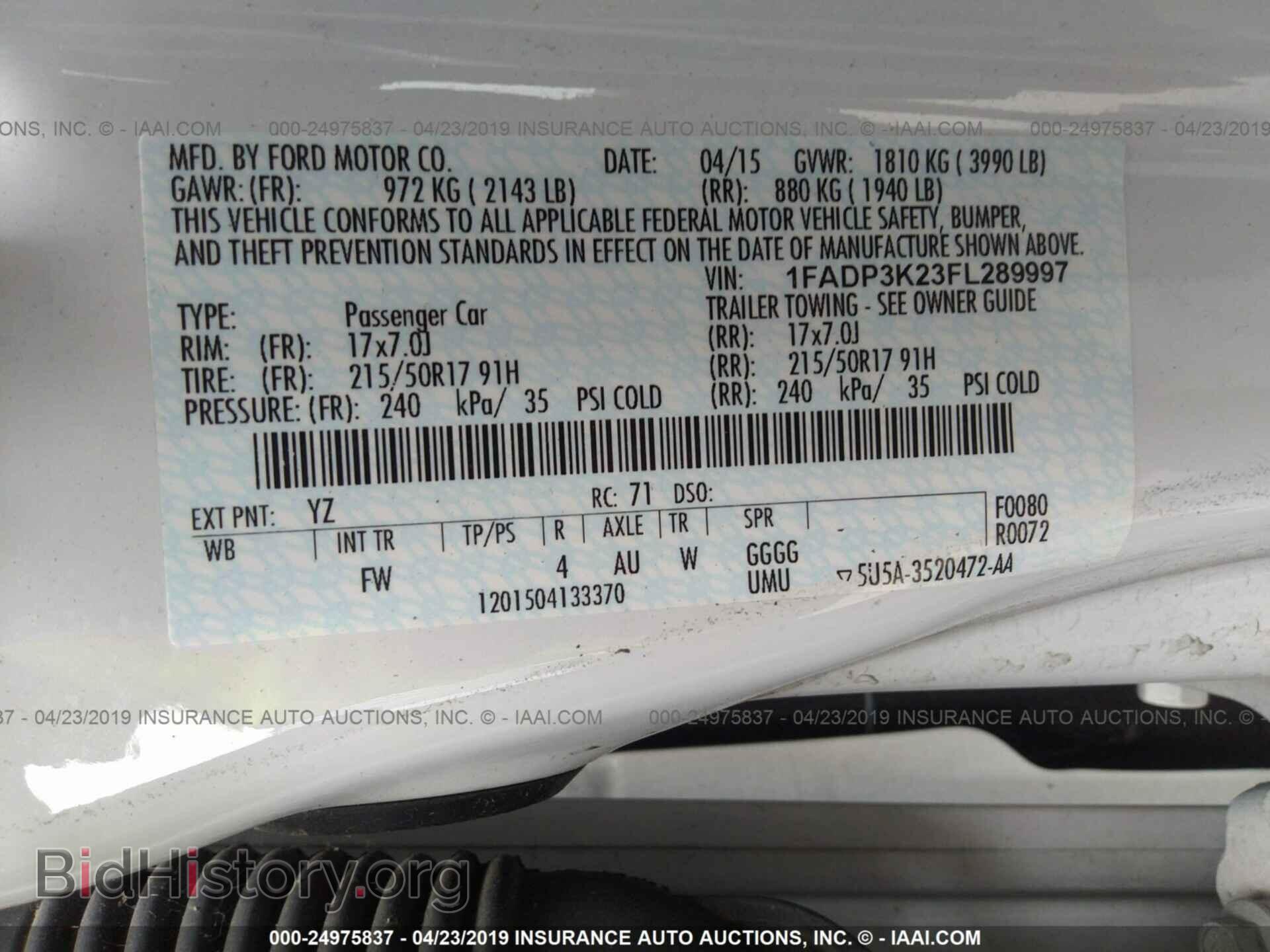 2015 FORD FOCUS - VIN: 1FADP3K23FL289997 - Фото 9