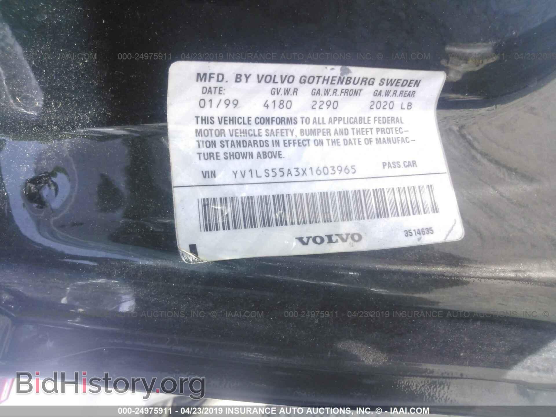 1999 VOLVO S70 - VIN: YV1LS55A3X1603965 - Фото 9