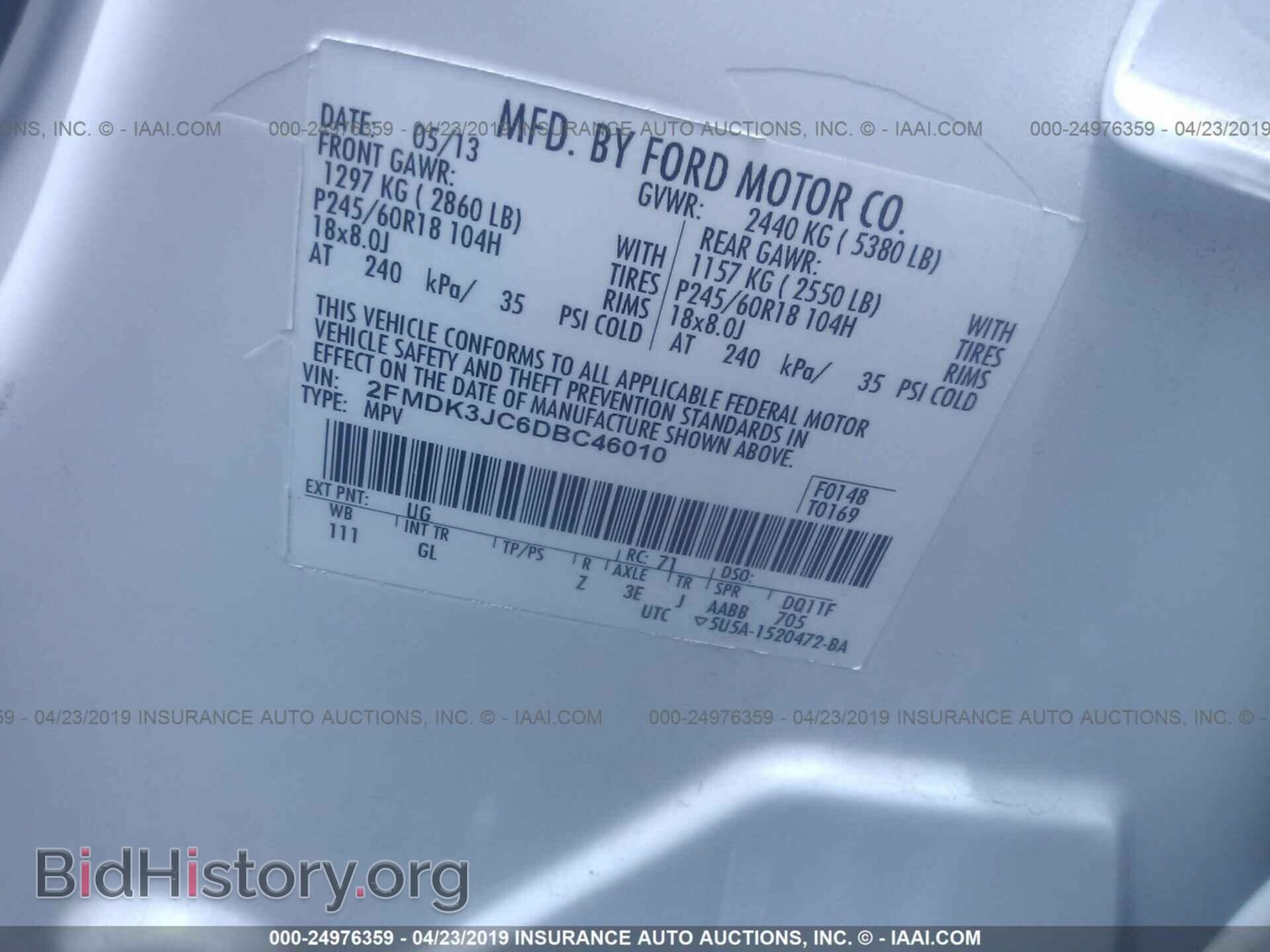 2013 FORD EDGE - VIN: 2FMDK3JC6DBC46010 - Photo 9