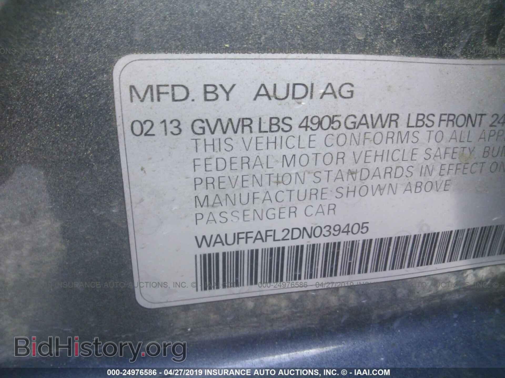 2013 AUDI A4 - VIN: WAUFFAFL2DN039405 - Фото 9