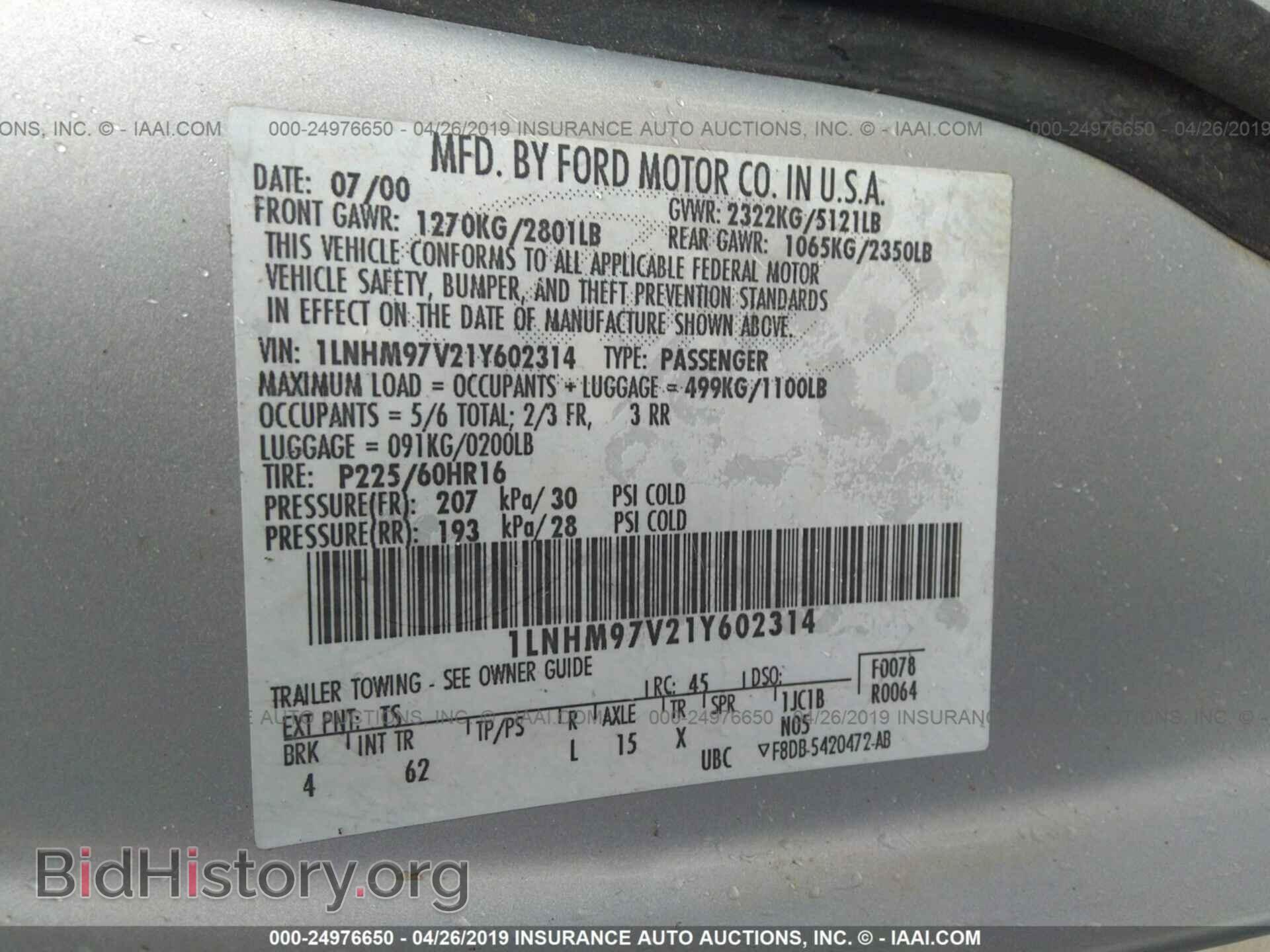 2001 LINCOLN CONTINENTAL - VIN: 1LNHM97V21Y602314 - Photo 9
