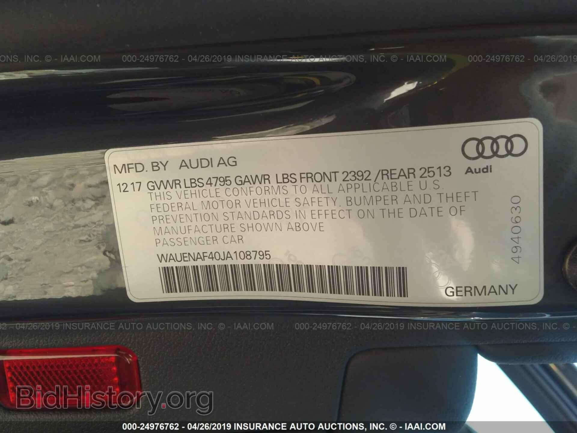 2018 AUDI A4 - VIN: WAUENAF40JA108795 - Фото 9