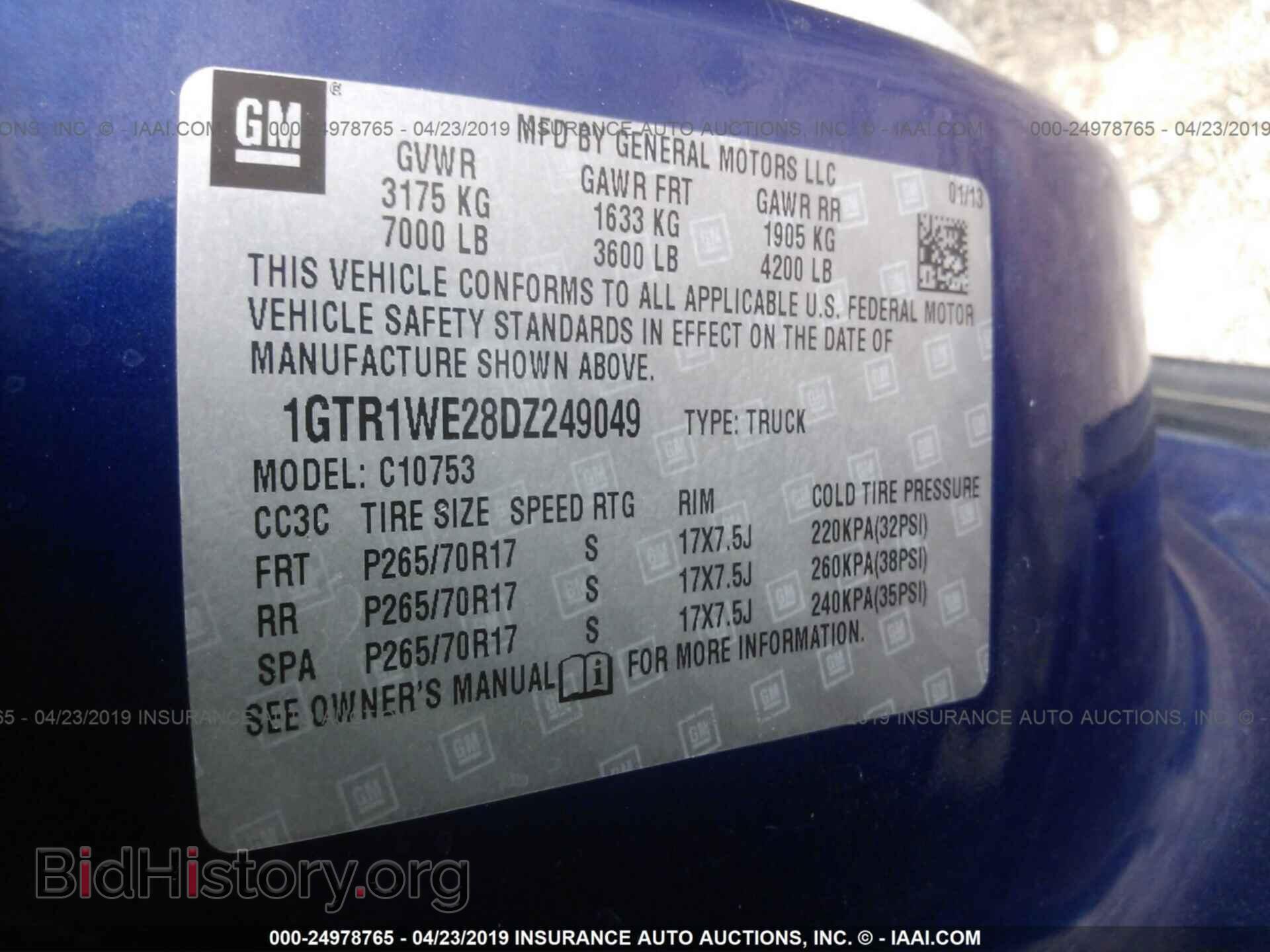 2013 GMC SIERRA - VIN: 1GTR1WE28DZ249049 - Фото 9