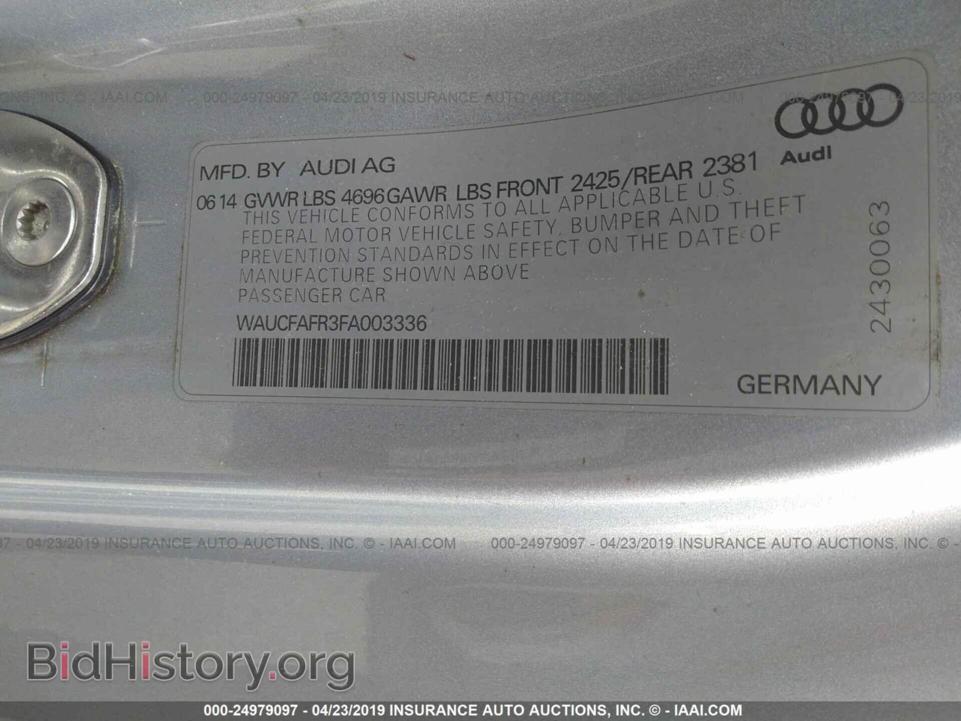 2015 AUDI A5 - VIN: WAUCFAFR3FA003336 - Photo 9