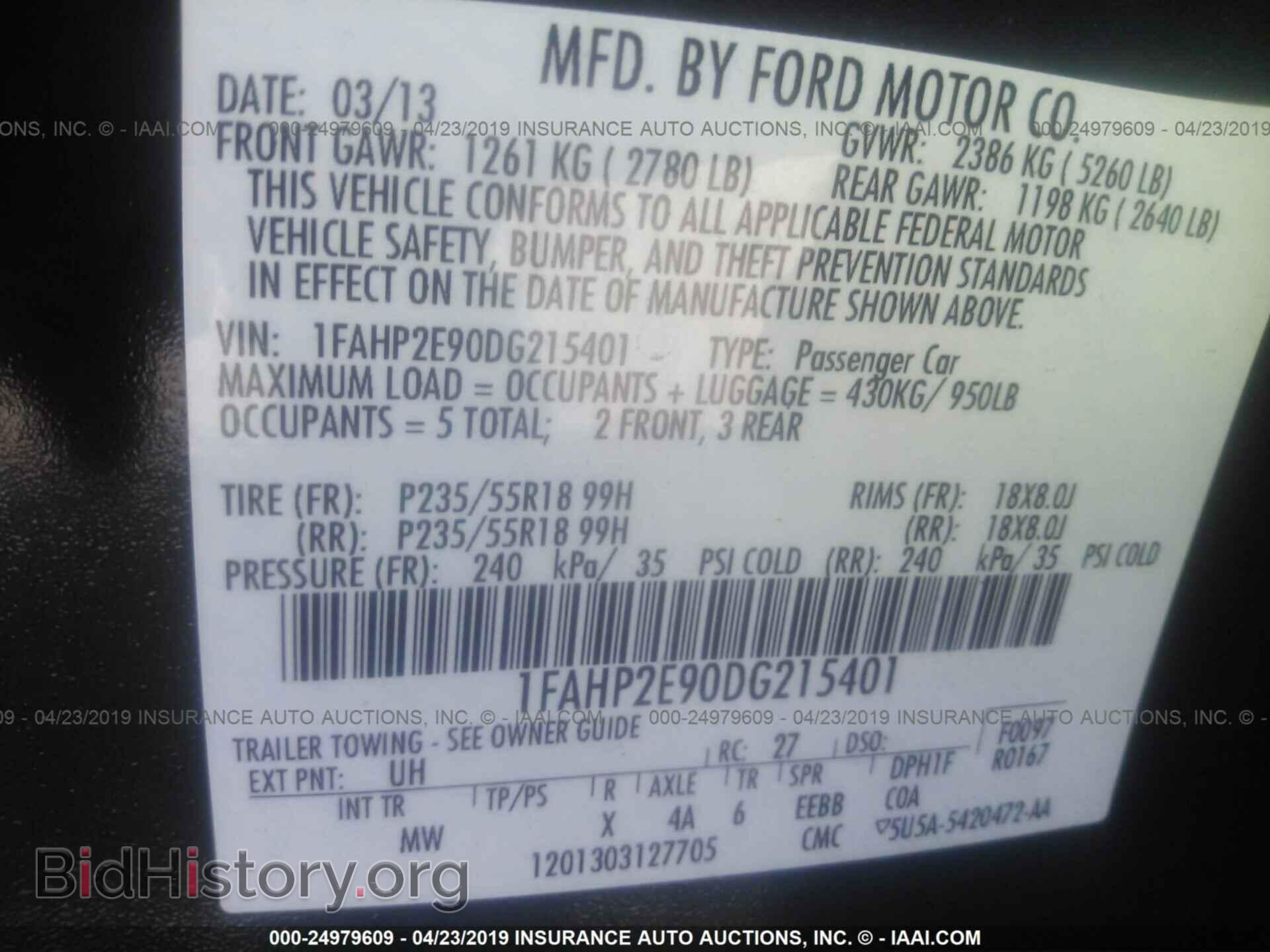2013 FORD TAURUS - VIN: 1FAHP2E90DG215401 - Photo 9