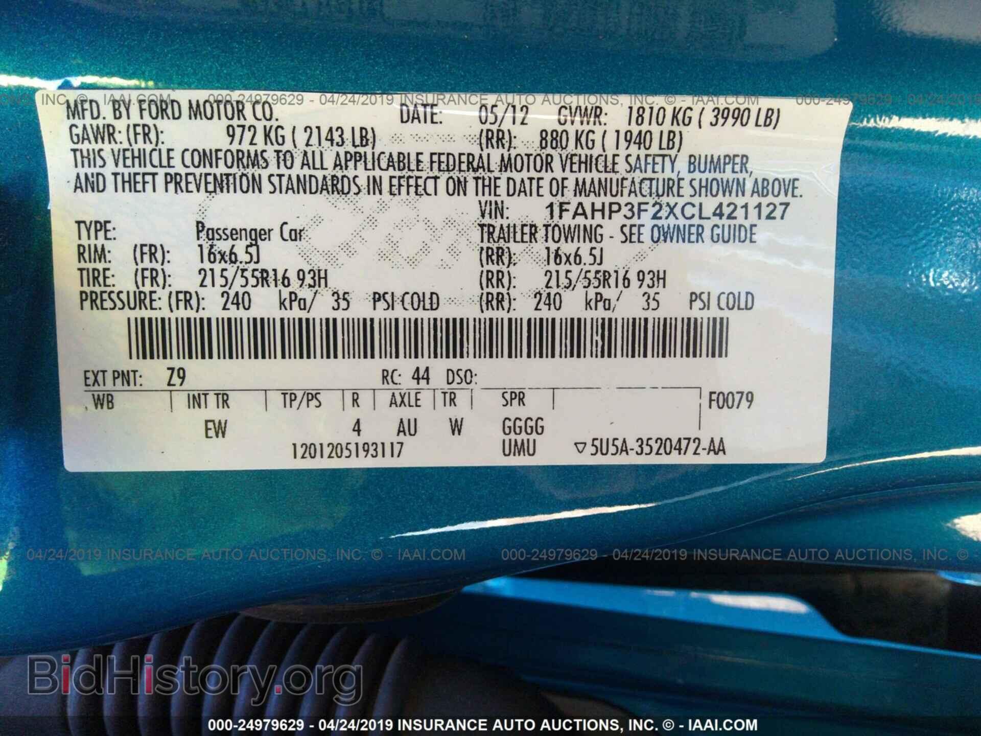 2012 FORD FOCUS - VIN: 1FAHP3F2XCL421127 - Фото 9