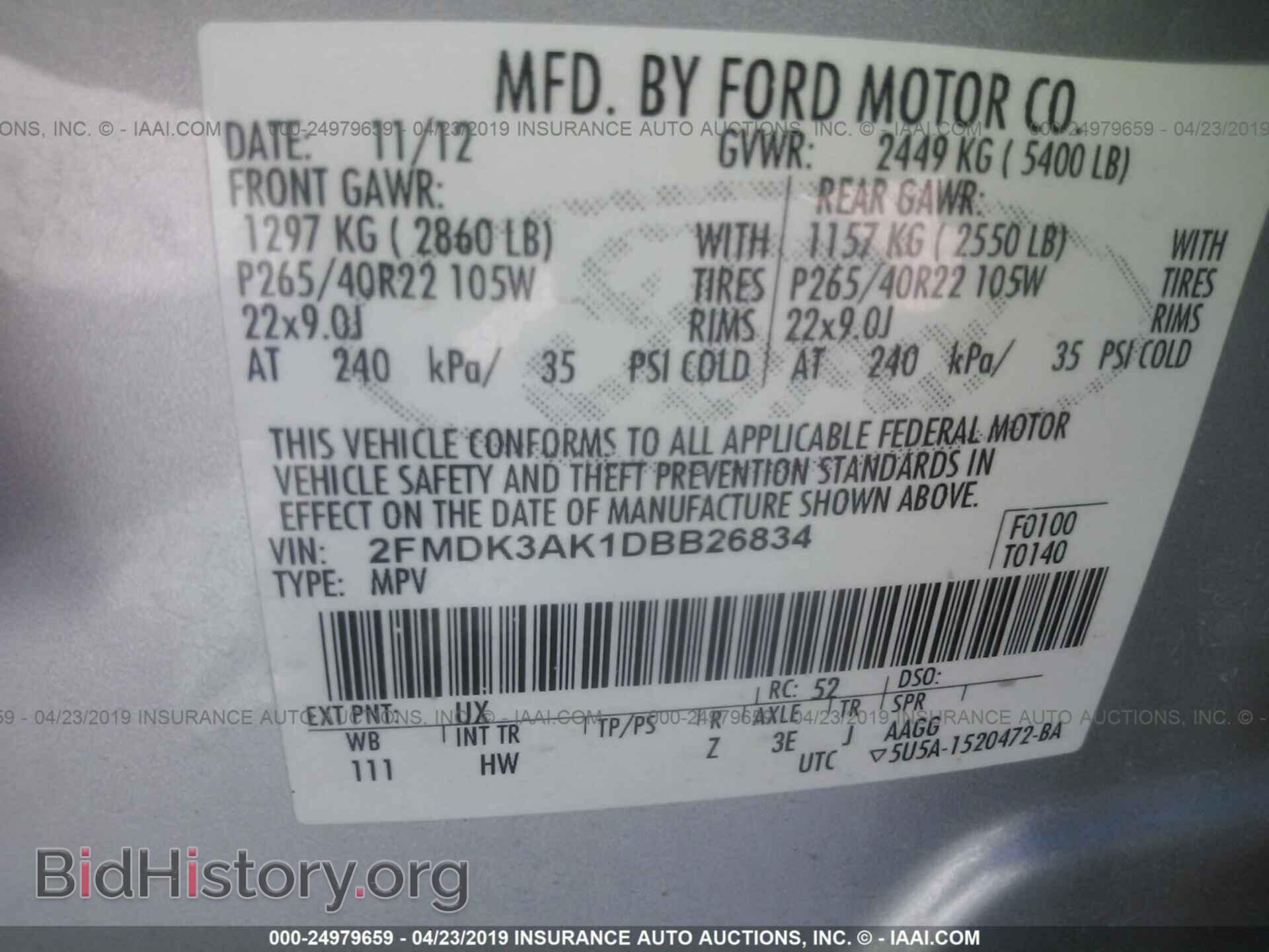 2013 FORD EDGE - VIN: 2FMDK3AK1DBB26834 - Фото 9