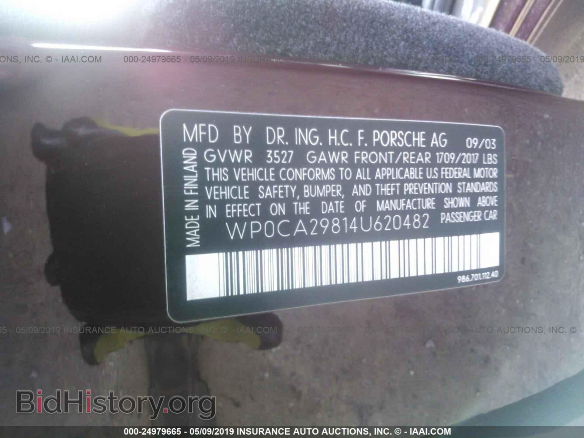 2004 PORSCHE BOXSTER - VIN: WP0CA29814U620482 - Фото 9