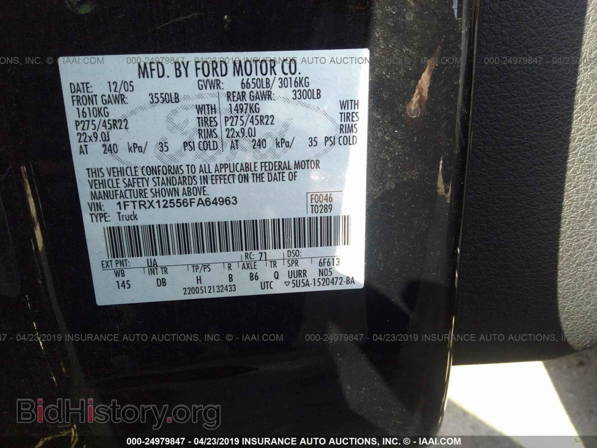 2006 FORD F150 - VIN: 1FTRX12556FA64963 - Фото 9
