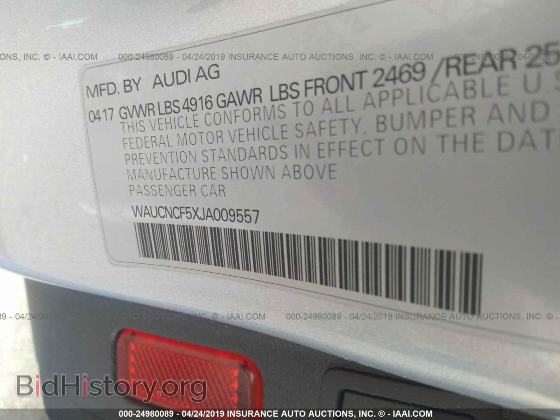 2018 AUDI A5 - VIN: WAUCNCF5XJA009557 - Photo 9